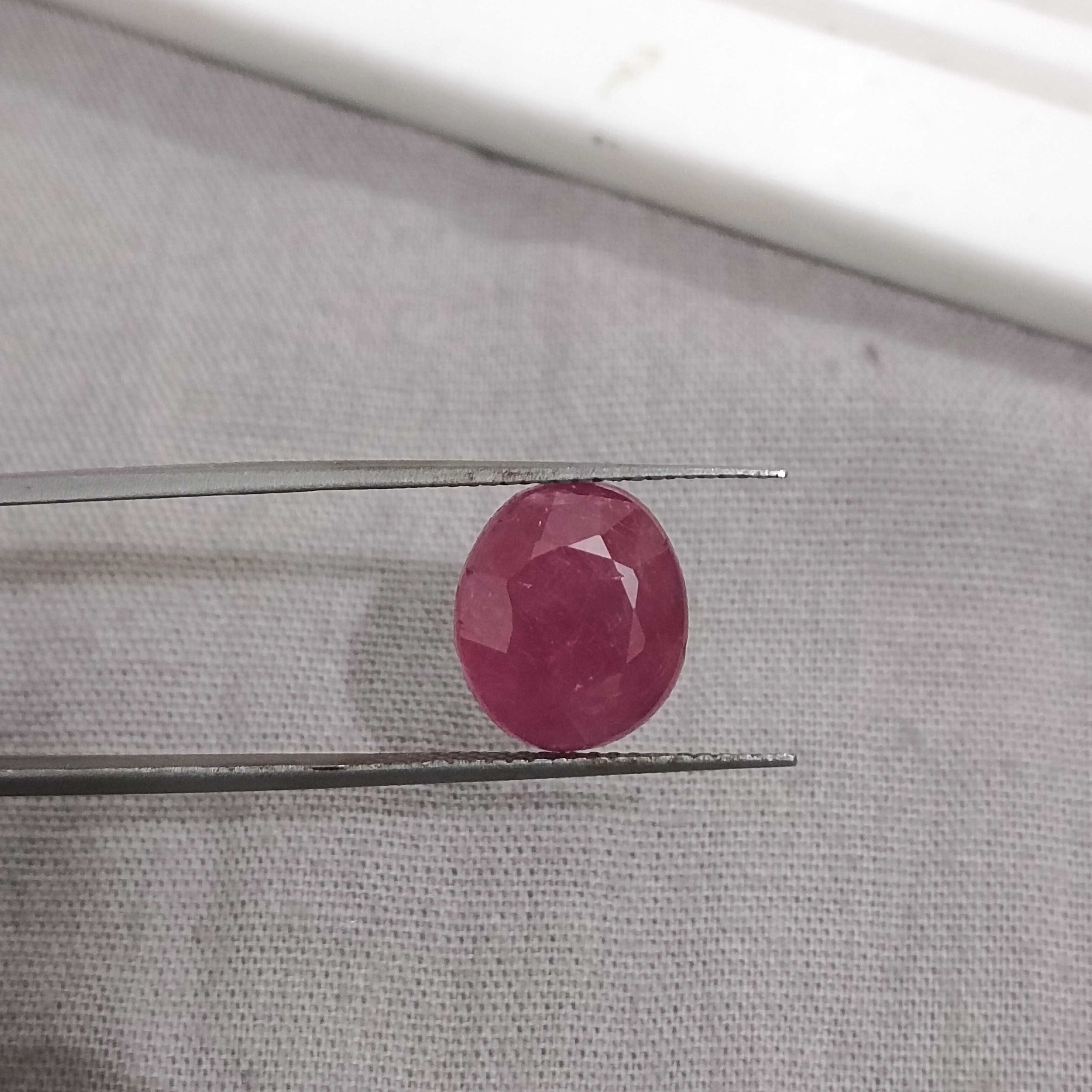 4.92ct GSI certified bright red oval shape unheated African origin ruby gemstone