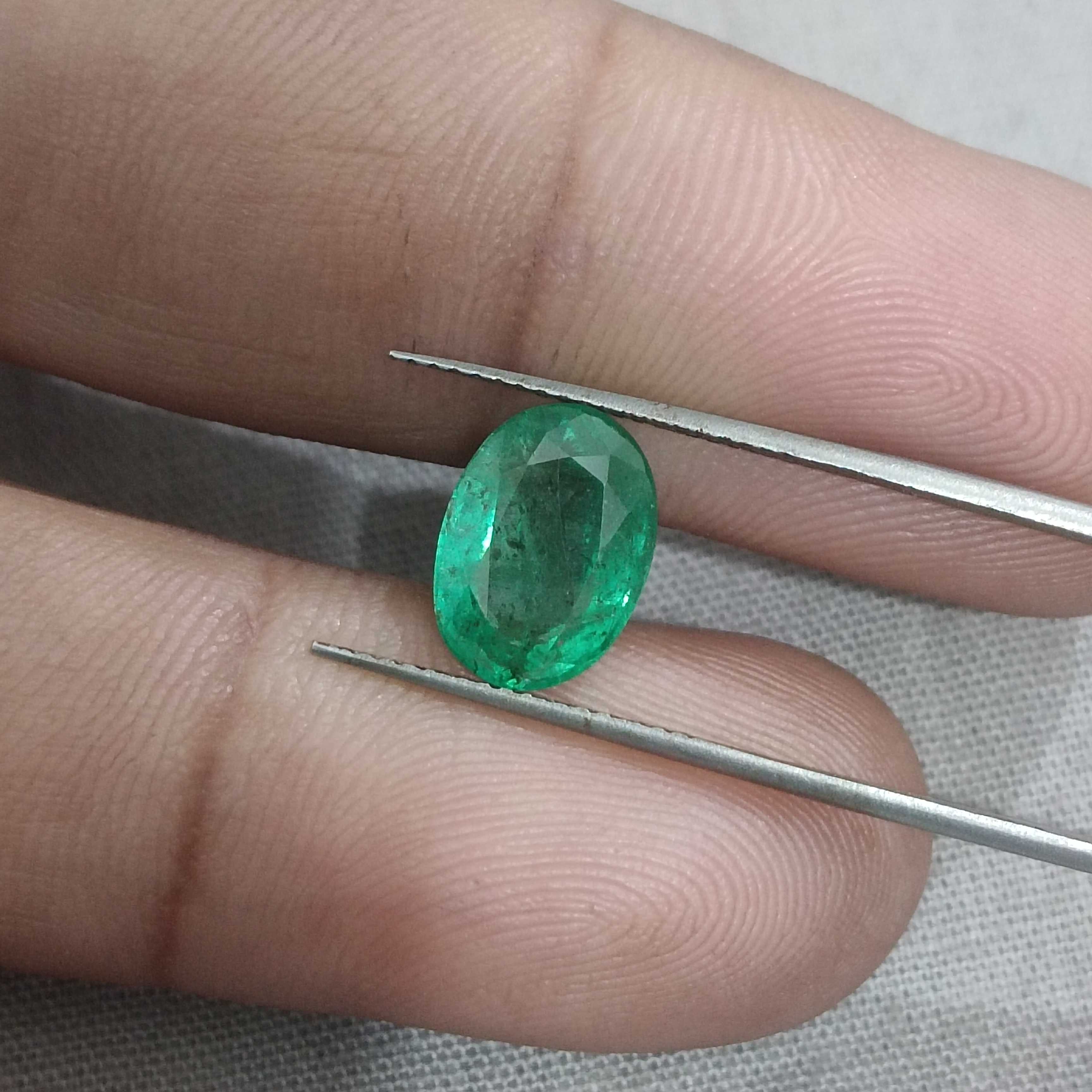 2.67ct GSI certified spring green oval cut Zambian emerald gem 