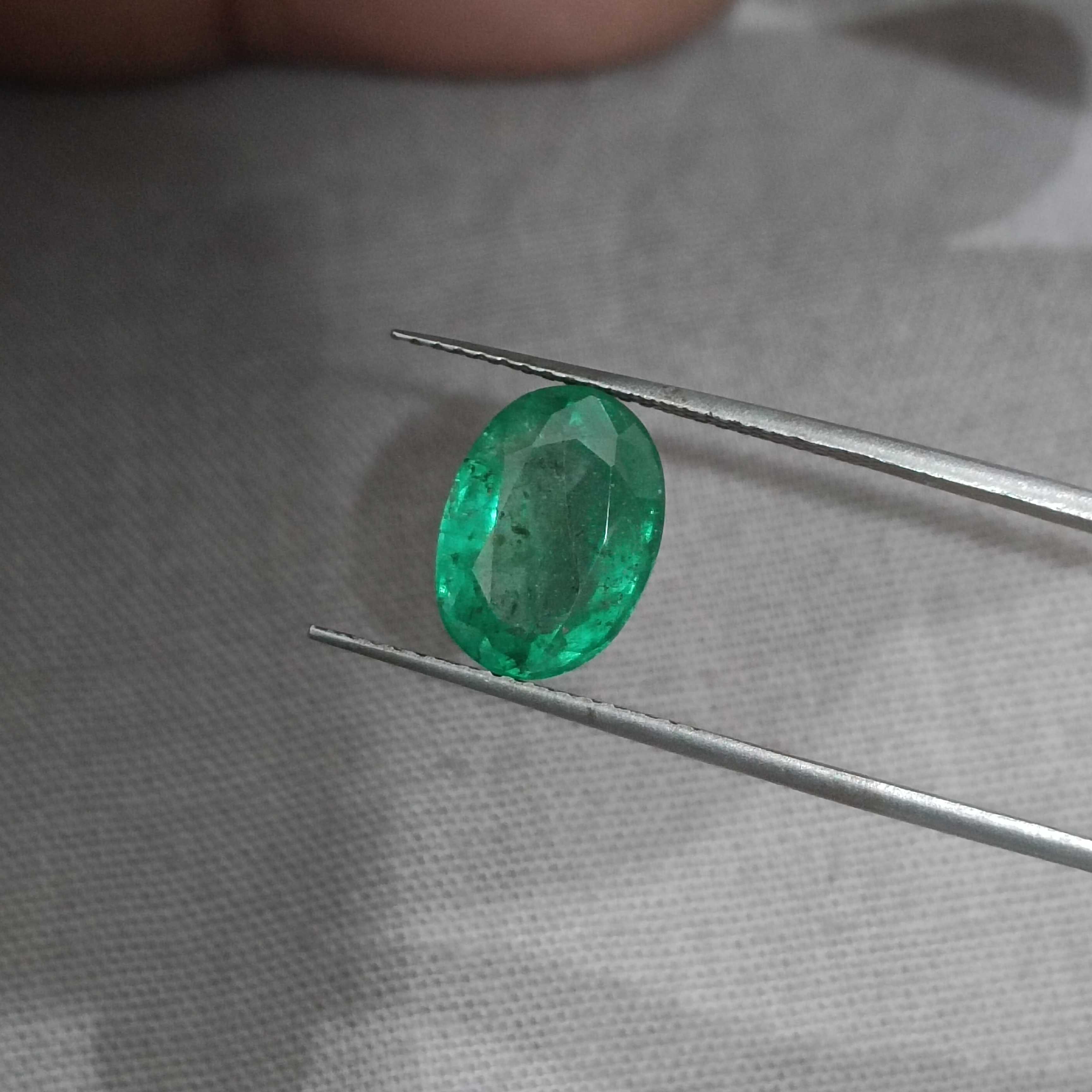 2.67ct GSI certified spring green oval cut Zambian emerald gem 