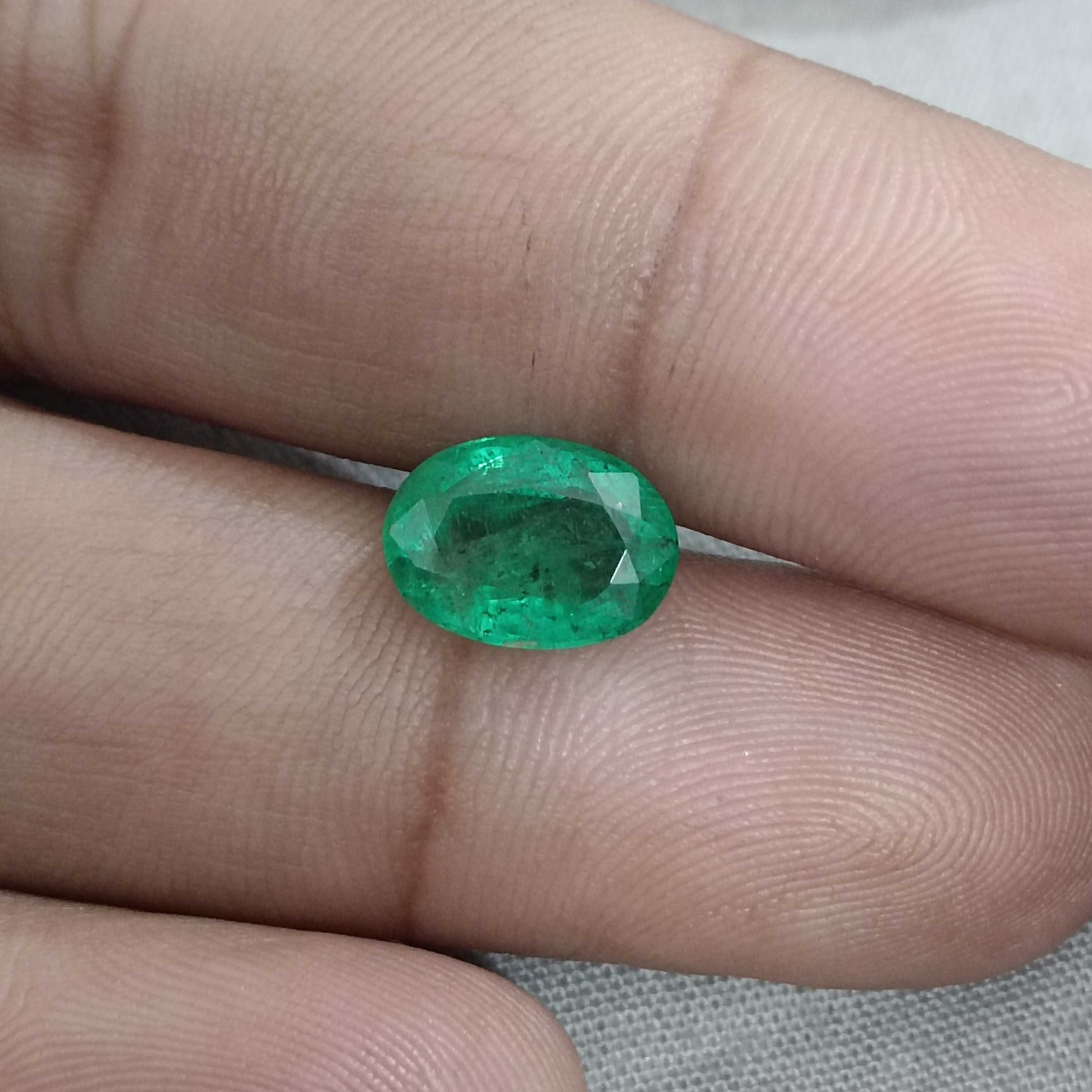 2.67ct GSI certified spring green oval cut Zambian emerald gem 