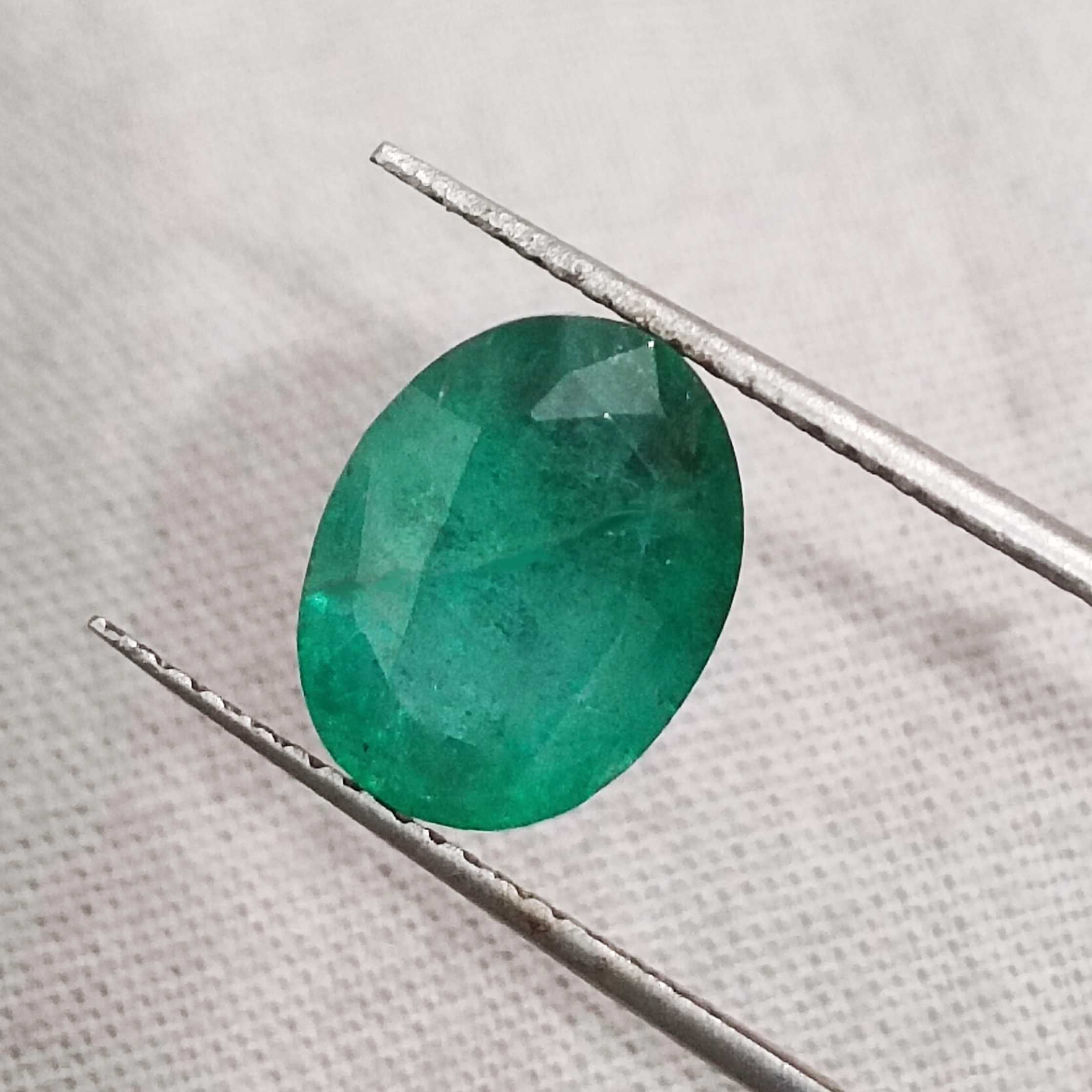 3.59ct GSI certified deep forest green oval Zambian emerald gemstone /