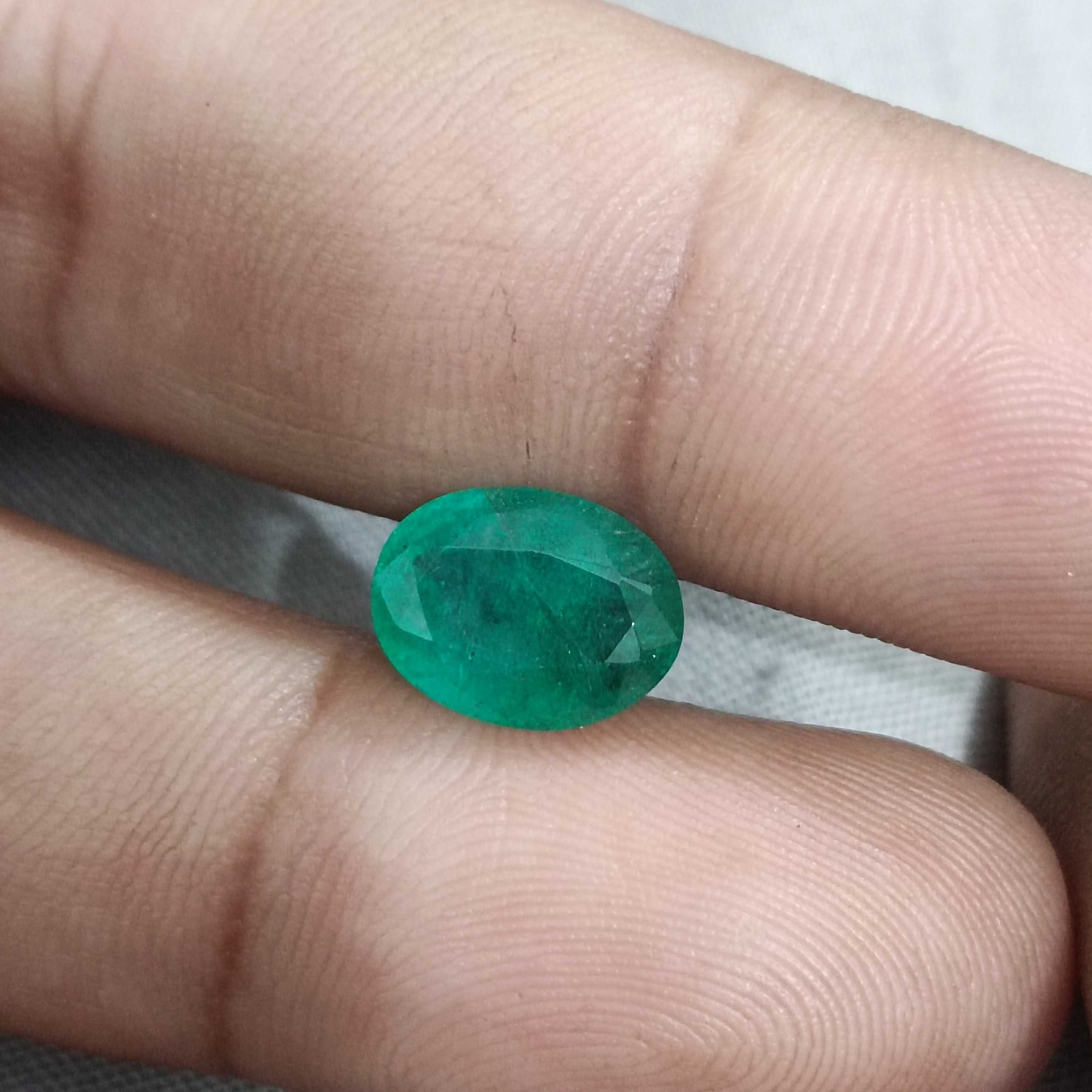 3.59ct GSI certified deep forest green oval Zambian emerald gemstone 