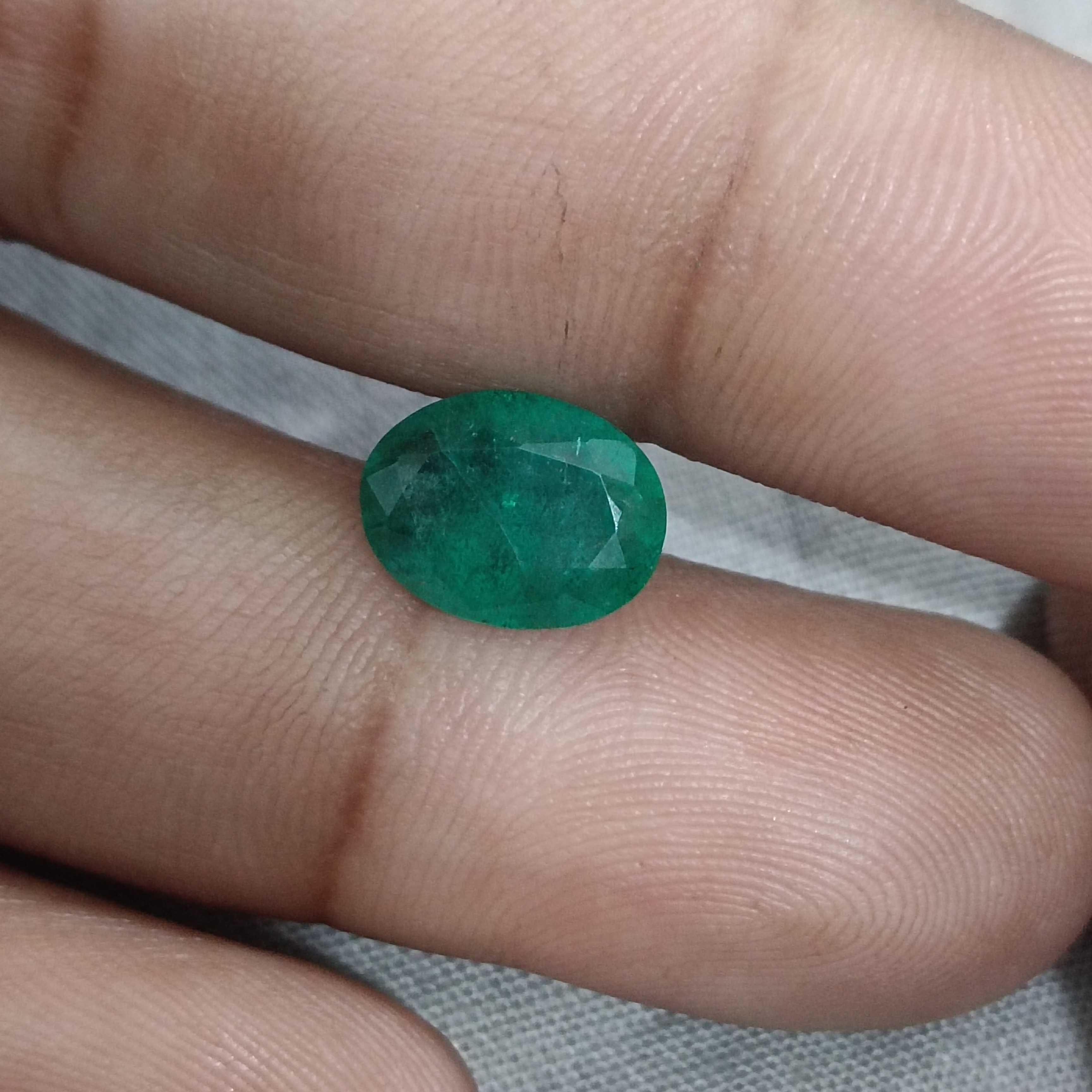 3.59ct GSI certified deep forest green oval Zambian emerald gemstone 