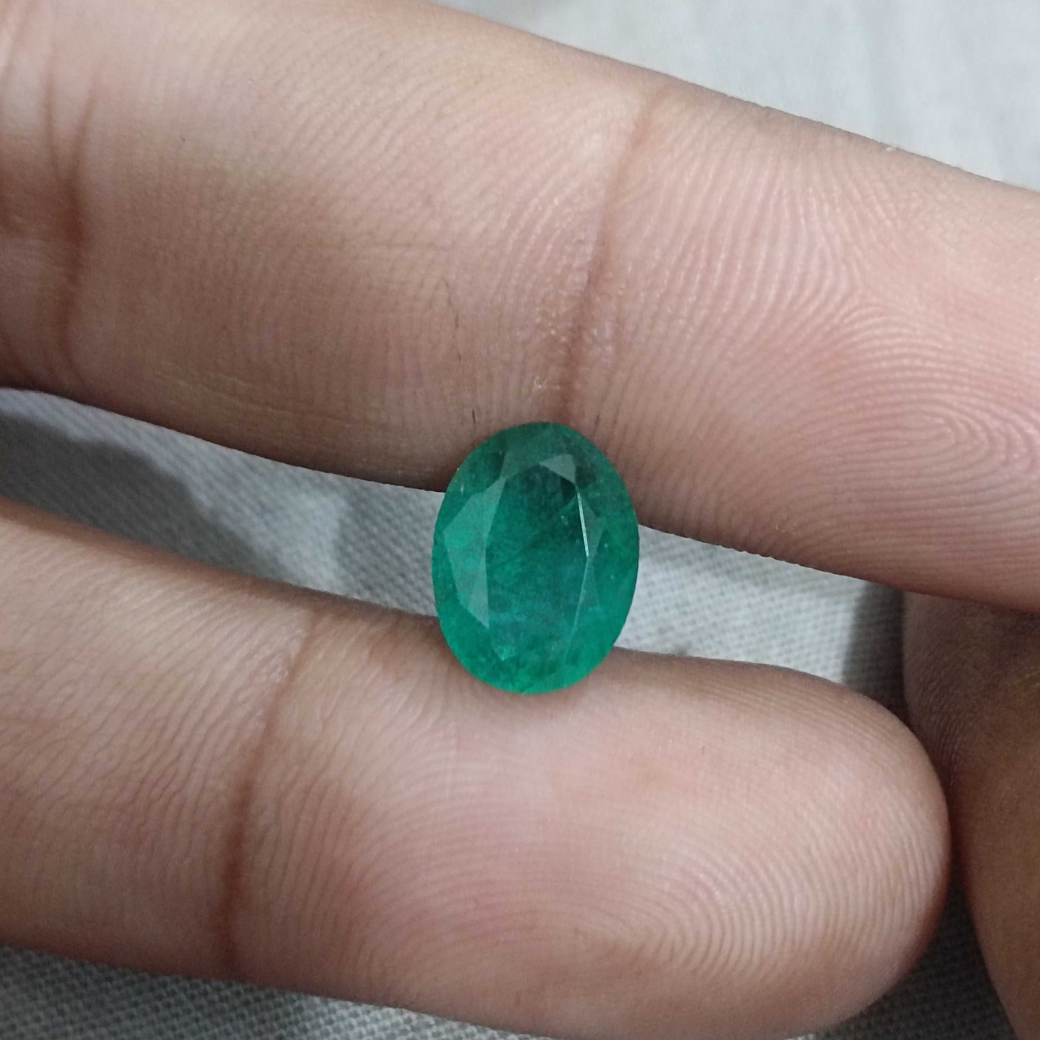 3.59ct GSI certified deep forest green oval Zambian emerald gemstone 