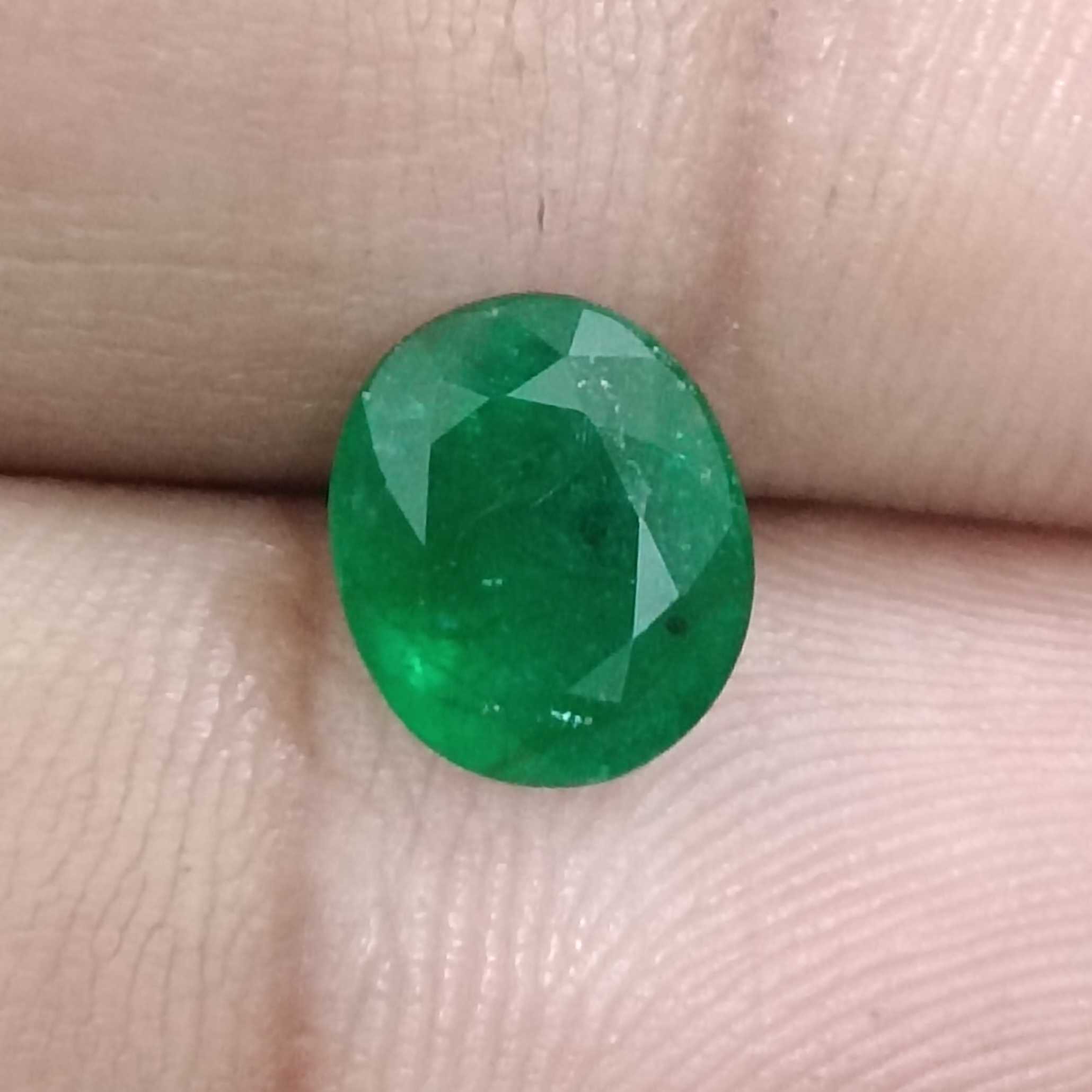 2.10ct certified deep green oval shape Zambian emerald gemstone /