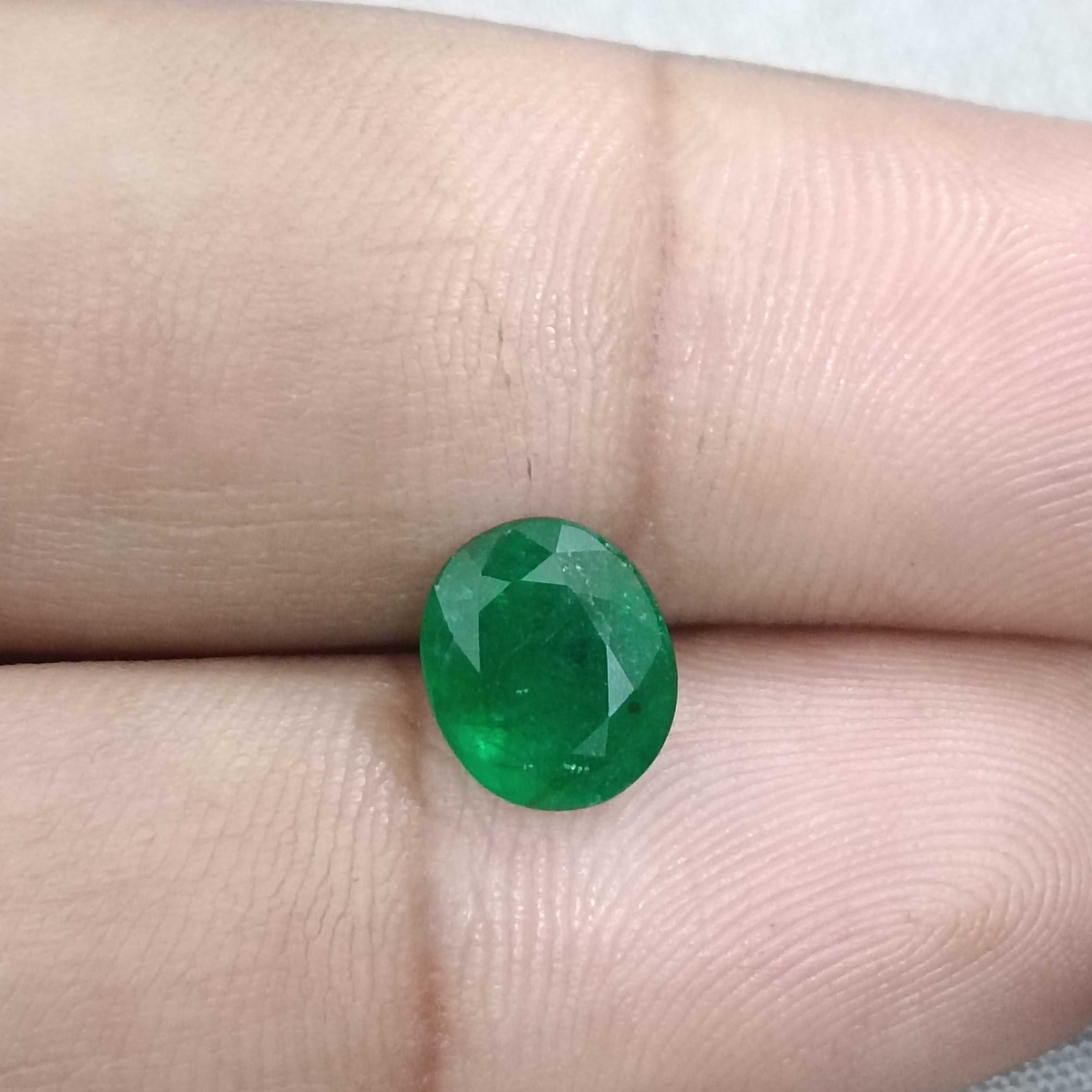 2.10ct certified deep green oval shape Zambian emerald gemstone 