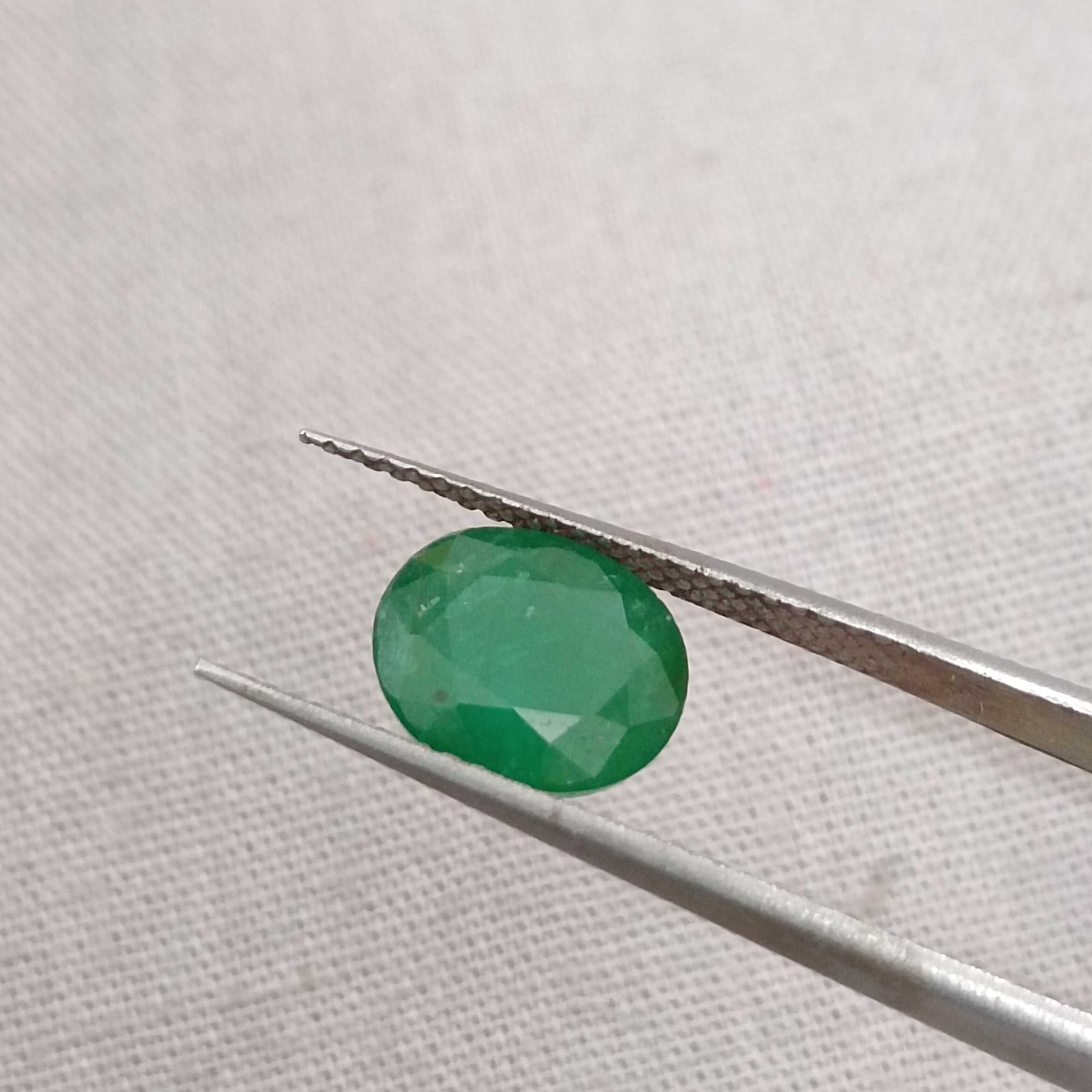 2.10ct certified deep green oval shape Zambian emerald gemstone 