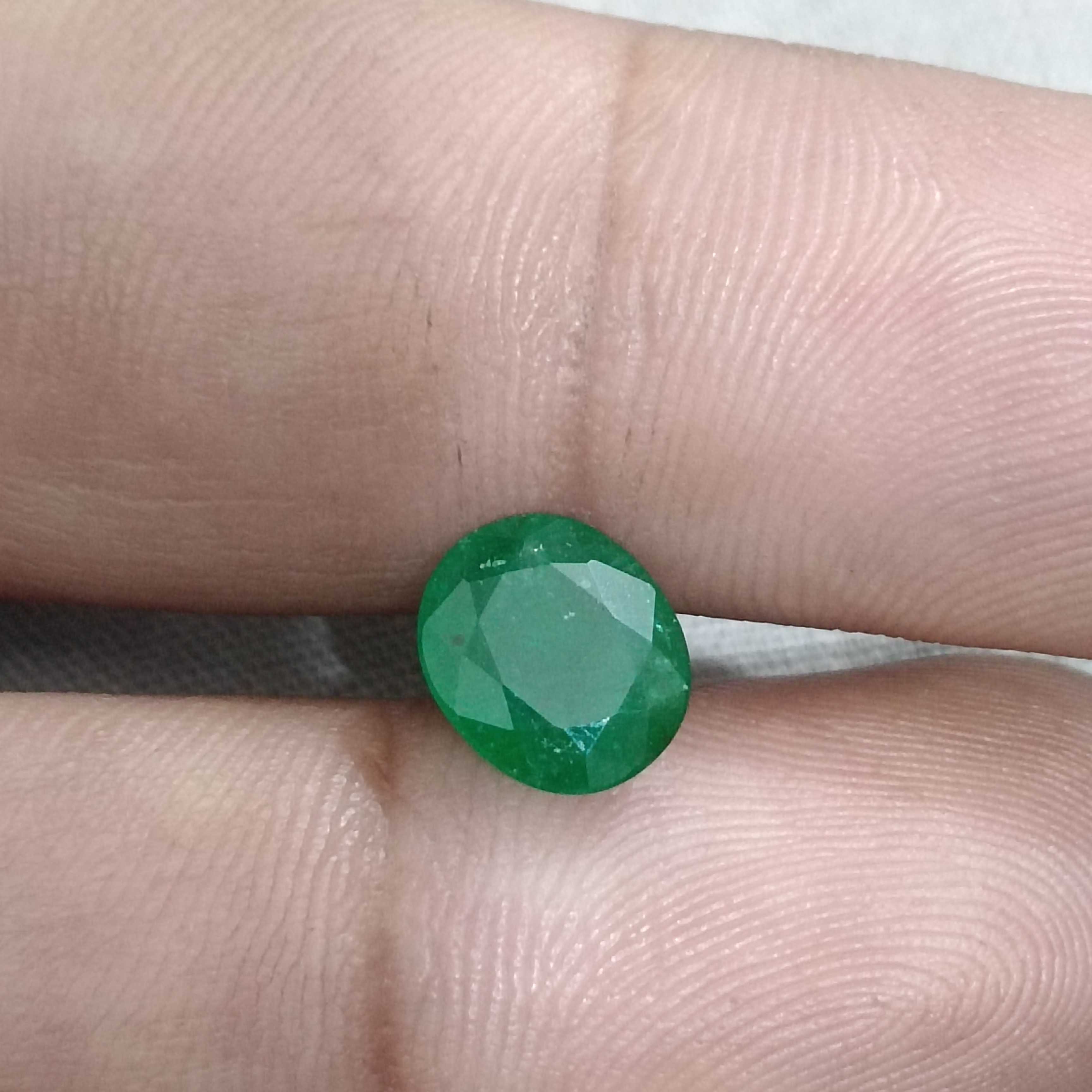 2.10ct certified deep green oval shape Zambian emerald gemstone 