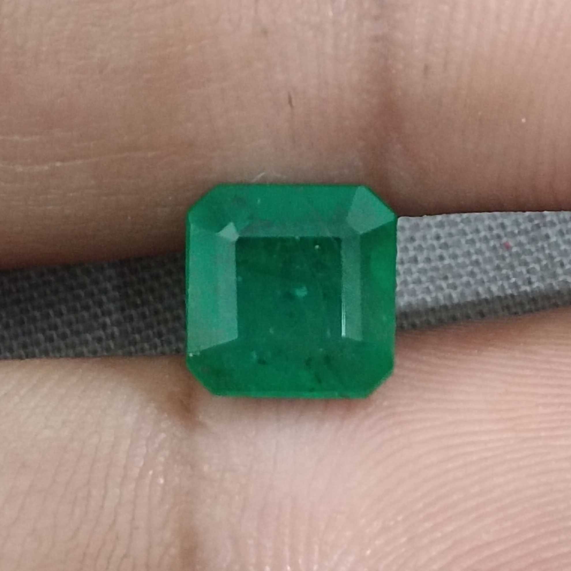 2.72ct GSI certified medium deep green octagon cut emerald gemstone /