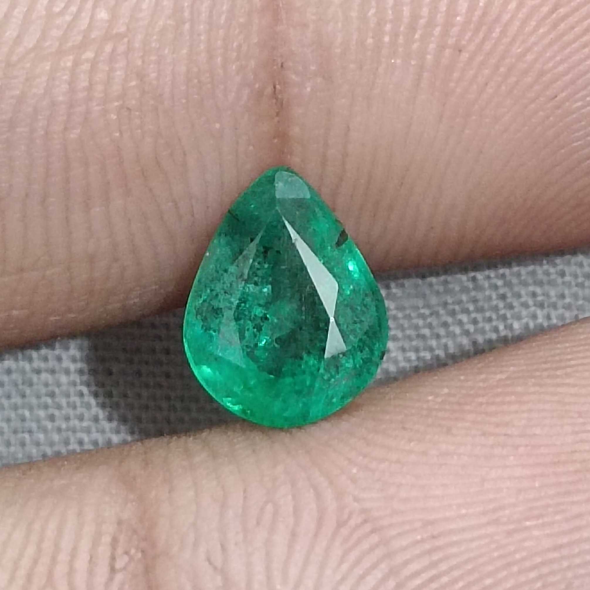 1.83ct GSI certified deep golden green pear cut emerald stone/