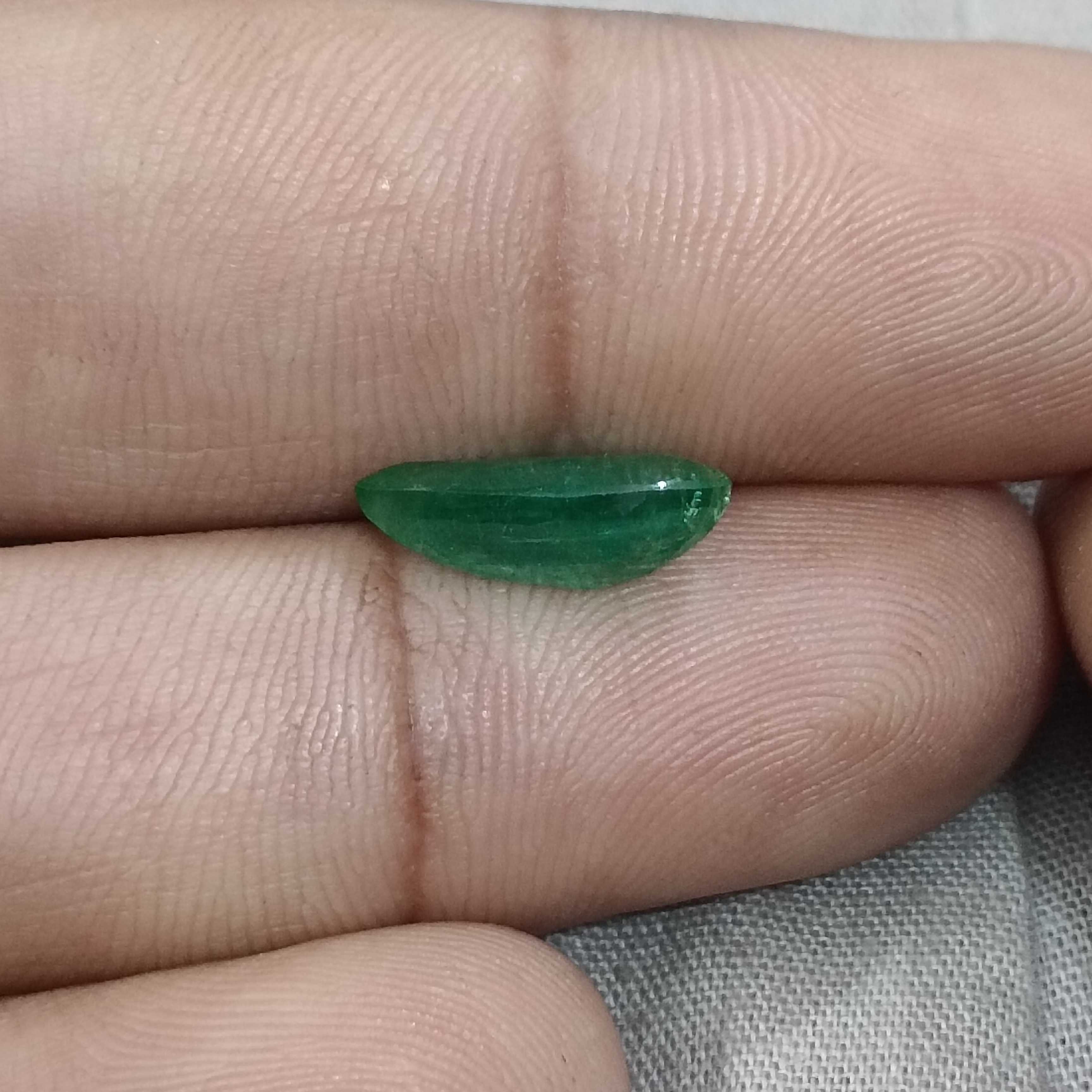 3.06ct deep velvet golden green pear shape emerald stone 