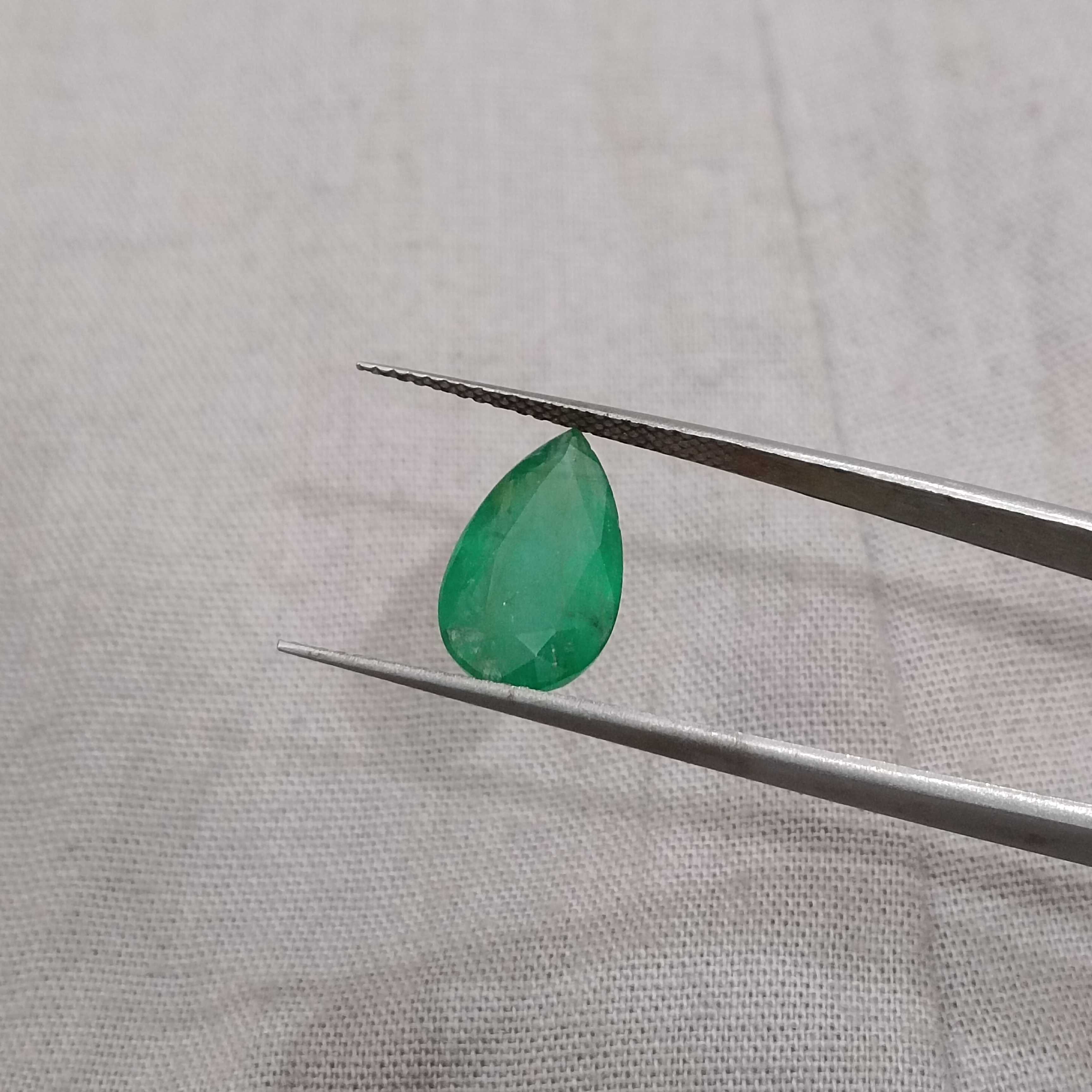 3.06ct deep velvet golden green pear shape emerald stone 