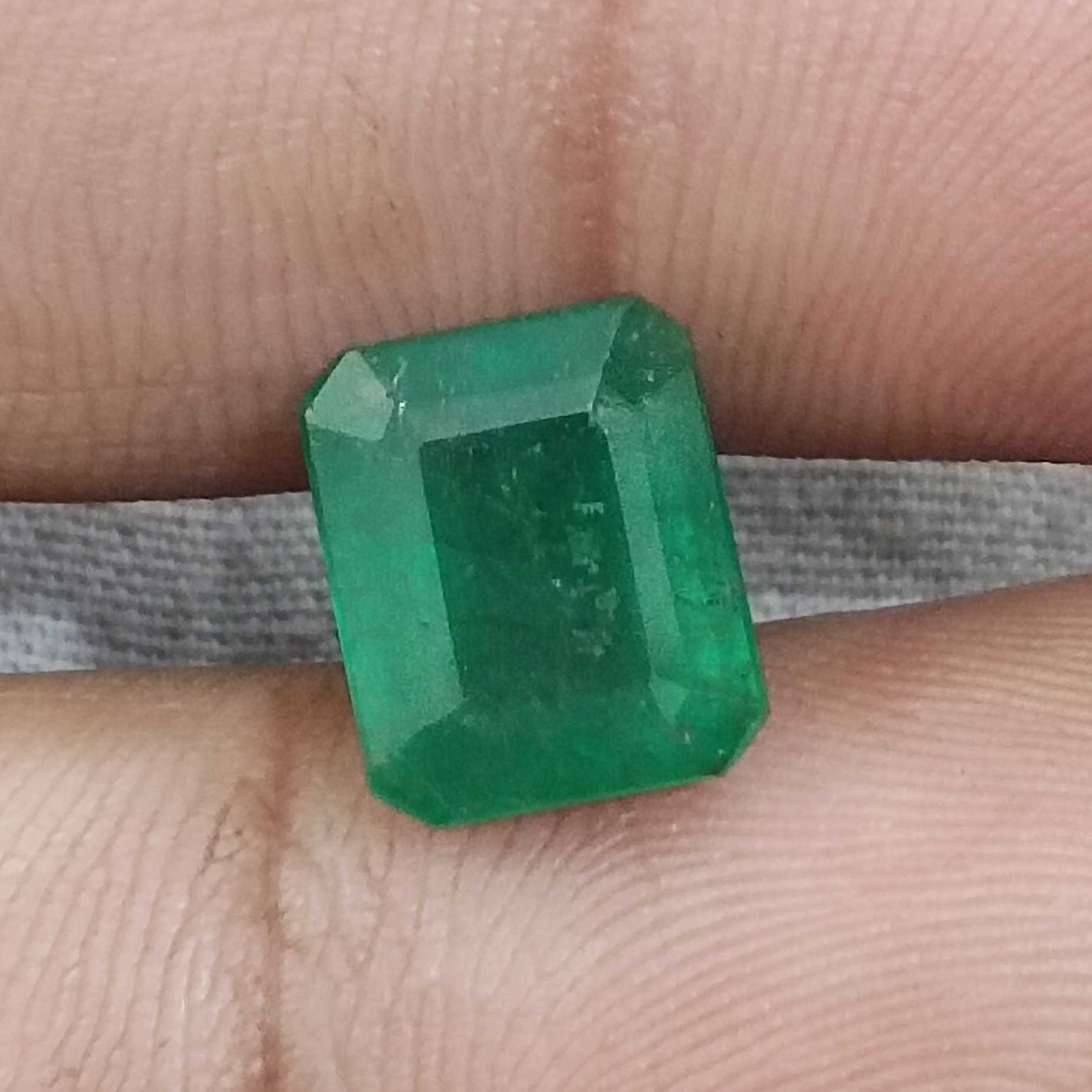 4.17ct GSI certified velvet green octagon cut Zambian emerald gemstone /