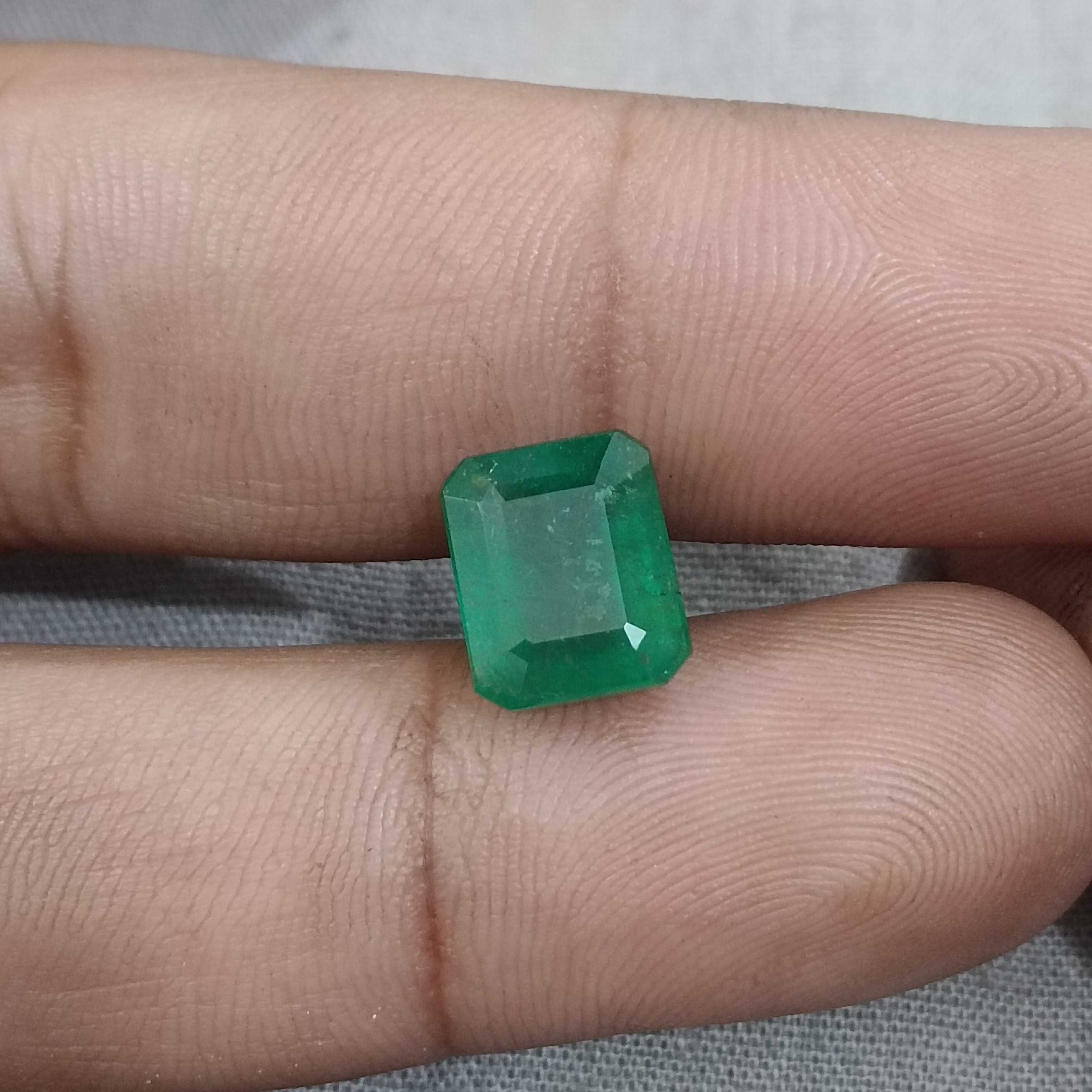 4.17ct GSI certified velvet green octagon cut Zambian emerald gemstone 