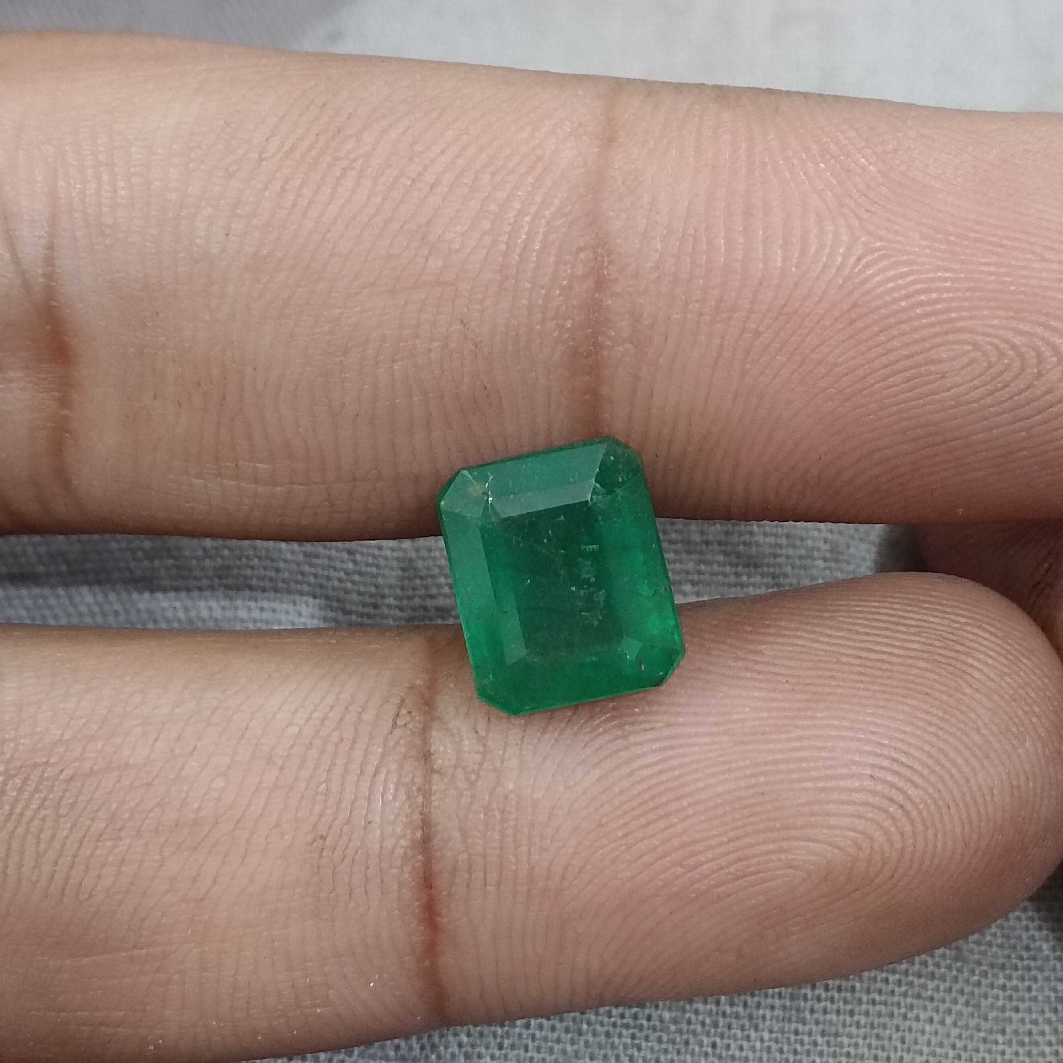 4.17ct GSI certified velvet green octagon cut Zambian emerald gemstone 