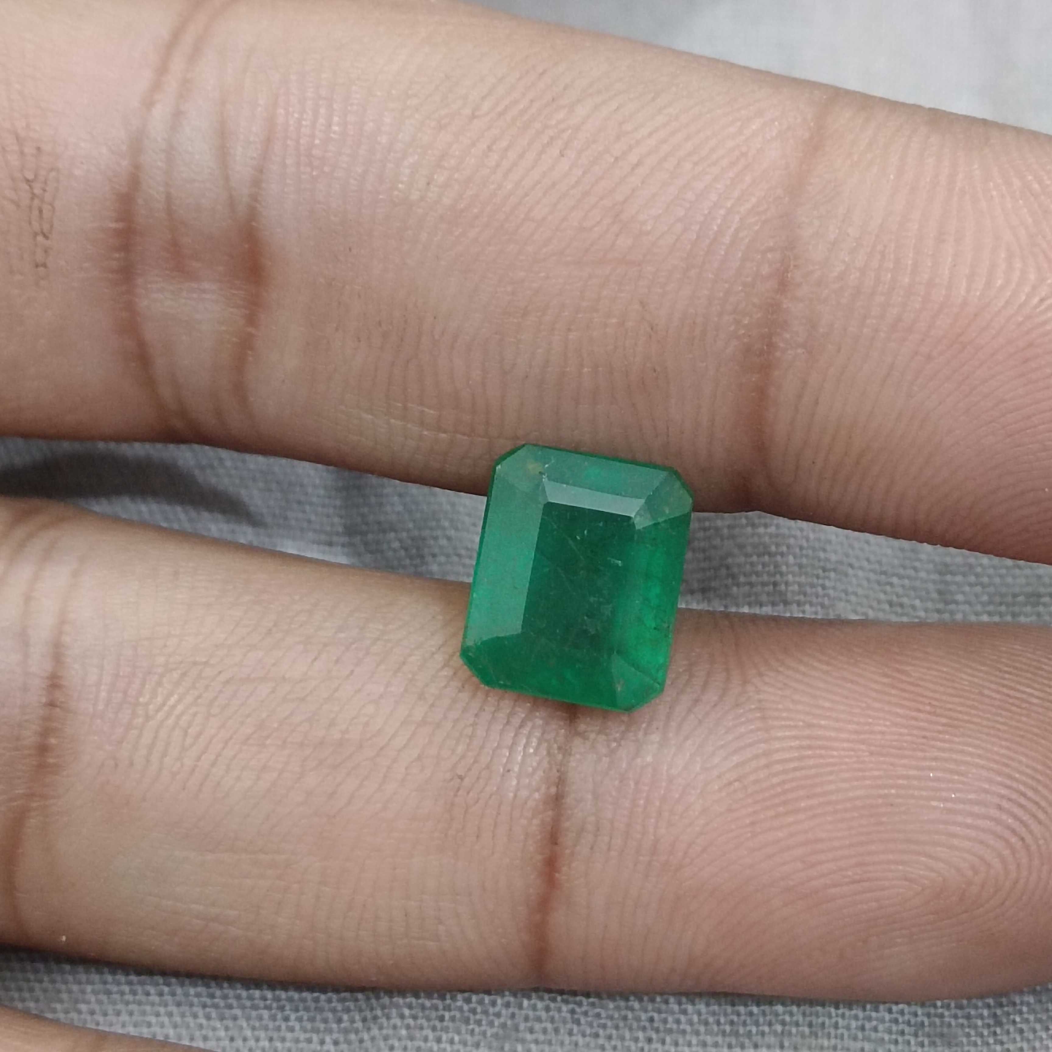 4.17ct GSI certified velvet green octagon cut Zambian emerald gemstone 