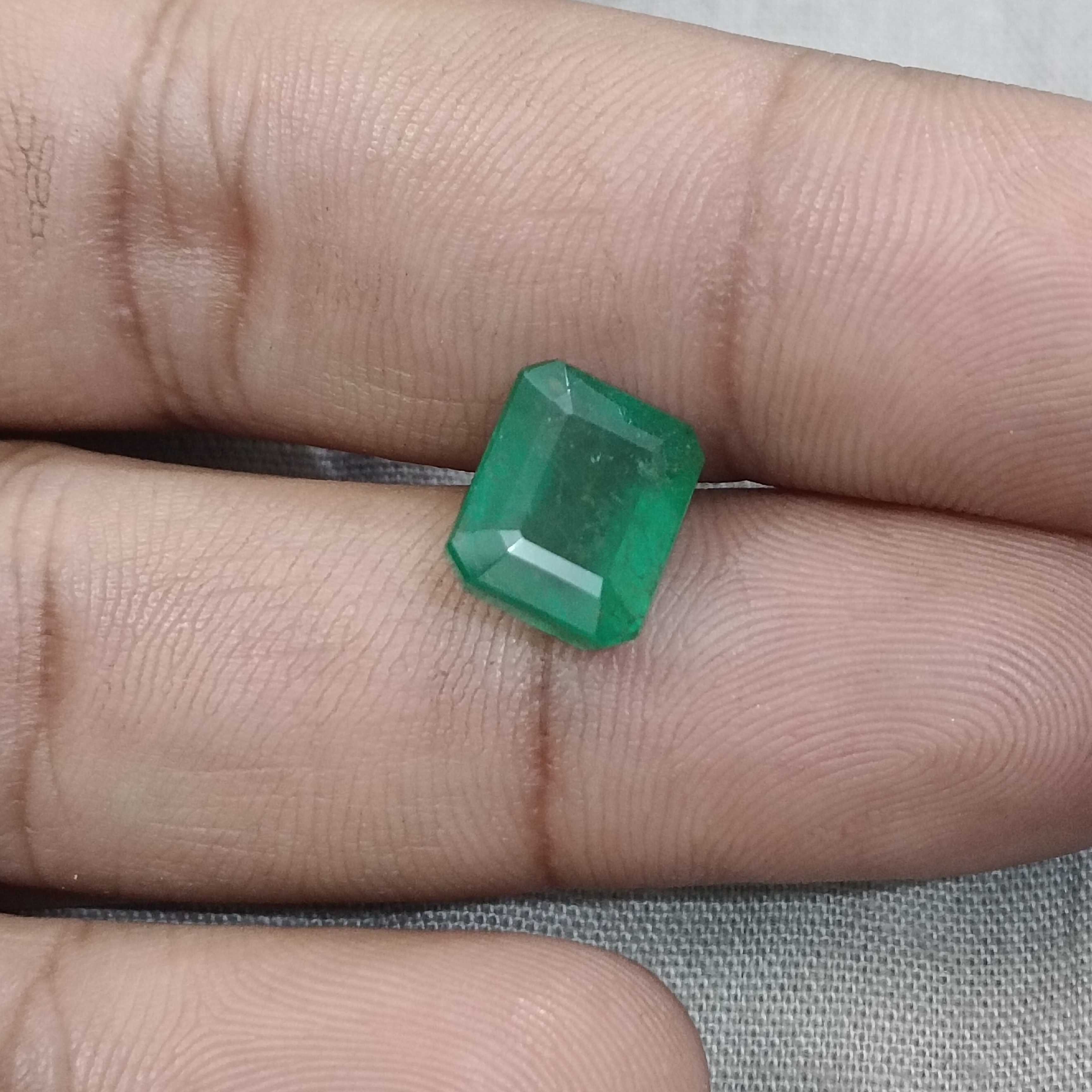 4.17ct GSI certified velvet green octagon cut Zambian emerald gemstone 