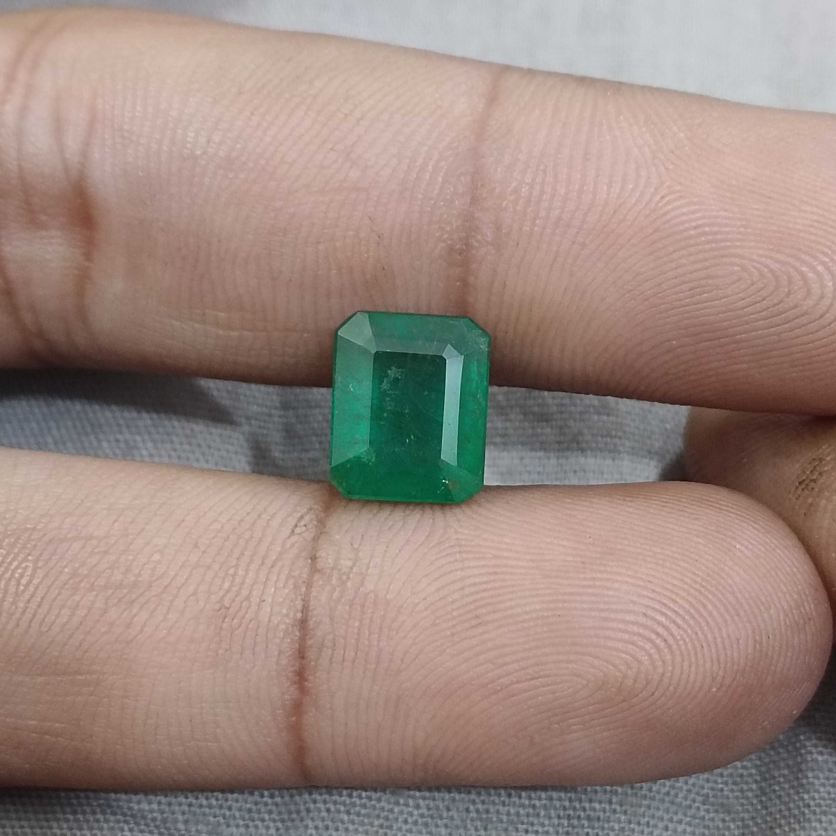 4.17ct GSI certified velvet green octagon cut Zambian emerald gemstone 