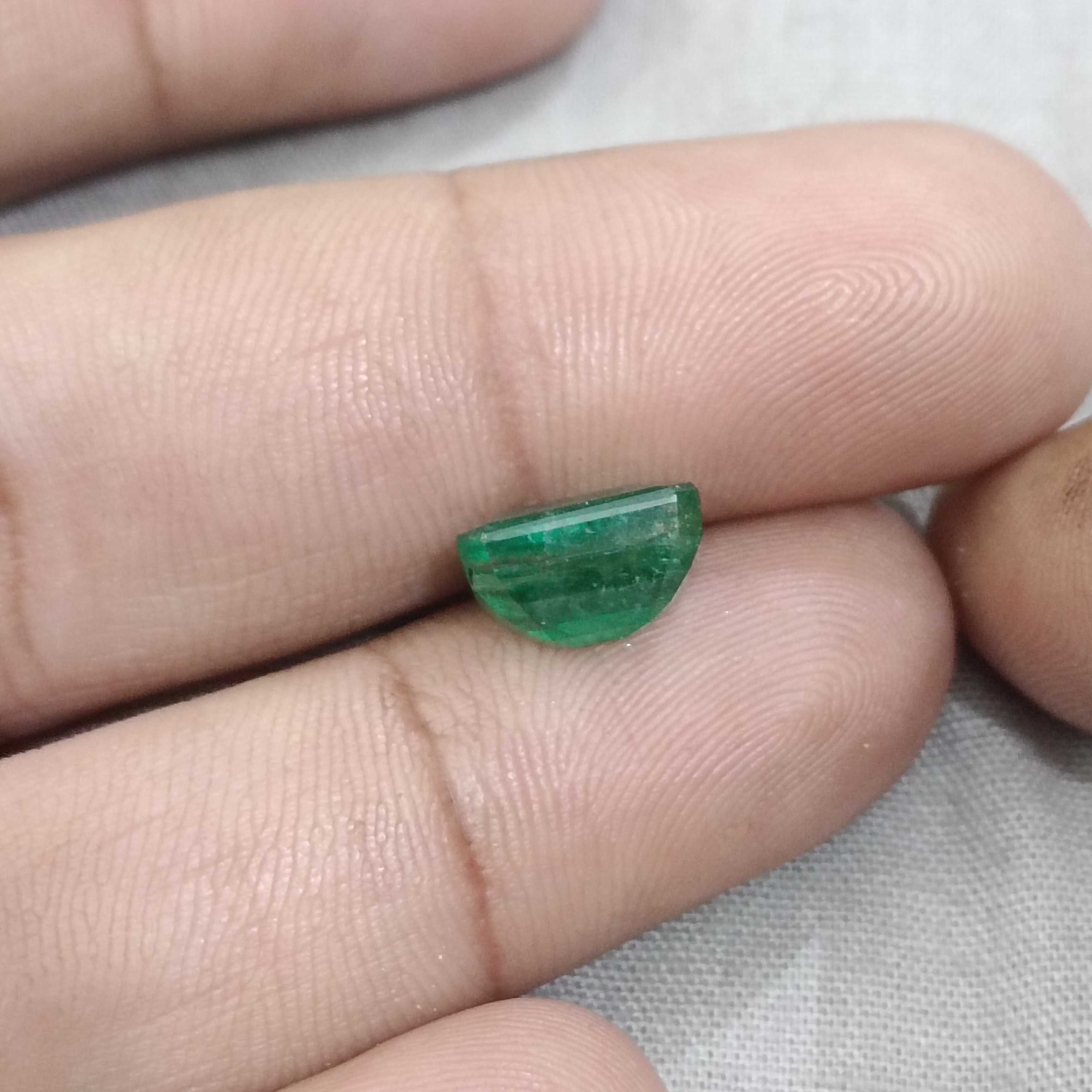 4.17ct GSI certified velvet green octagon cut Zambian emerald gemstone 