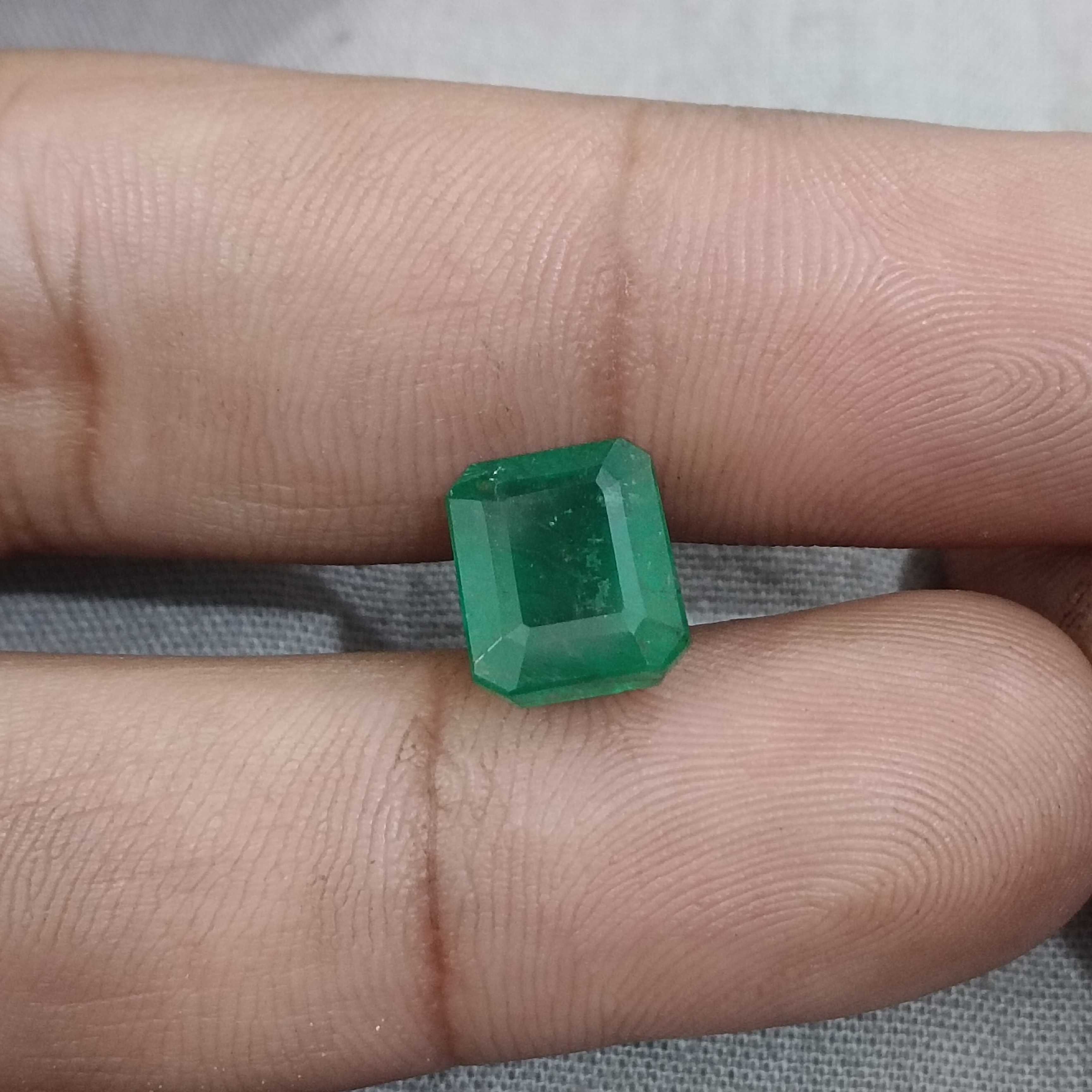 4.17ct GSI certified velvet green octagon cut Zambian emerald gemstone 