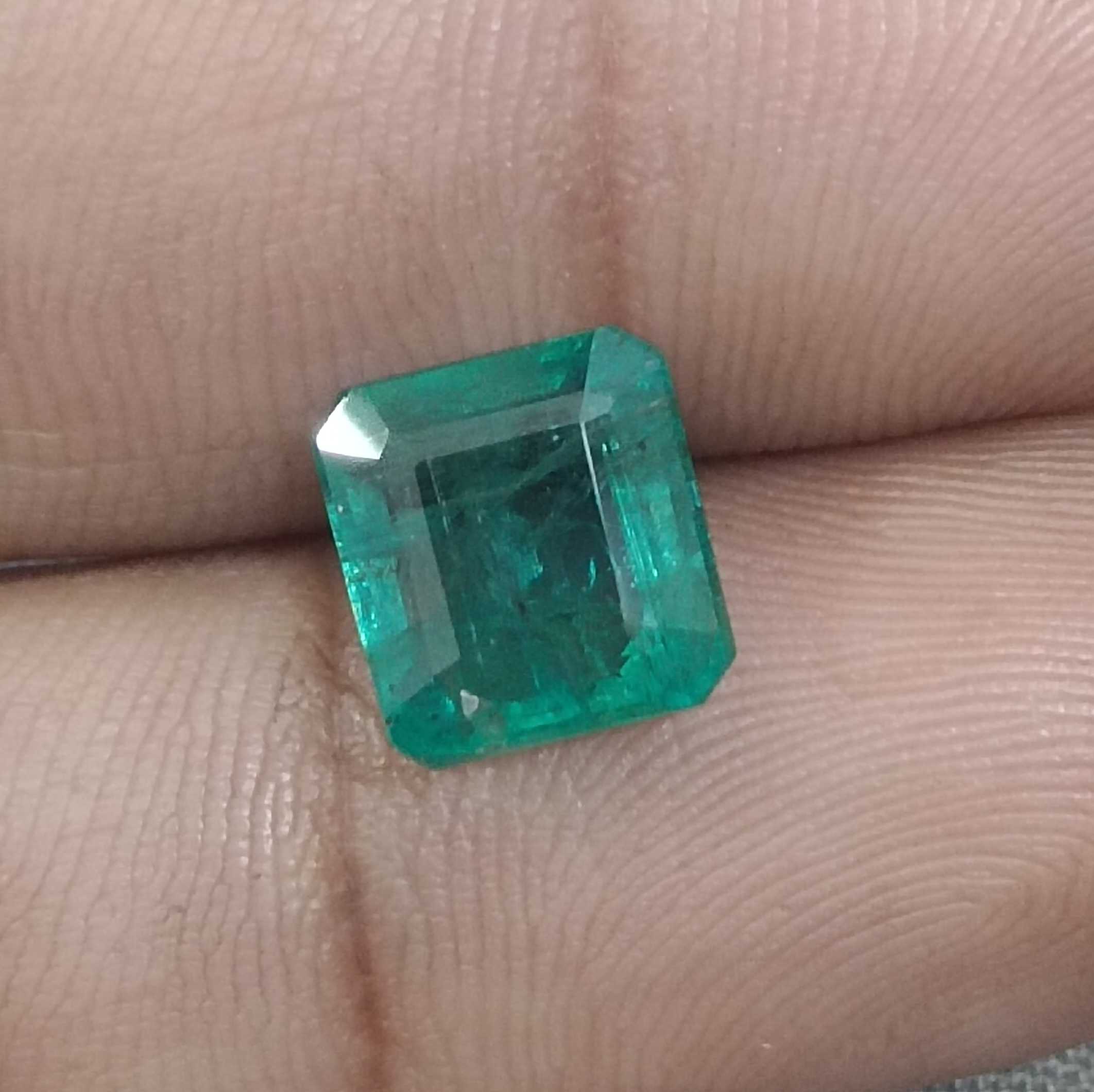 3.42ct certified bright intense green with bluish tint octagon cut emerald gem /