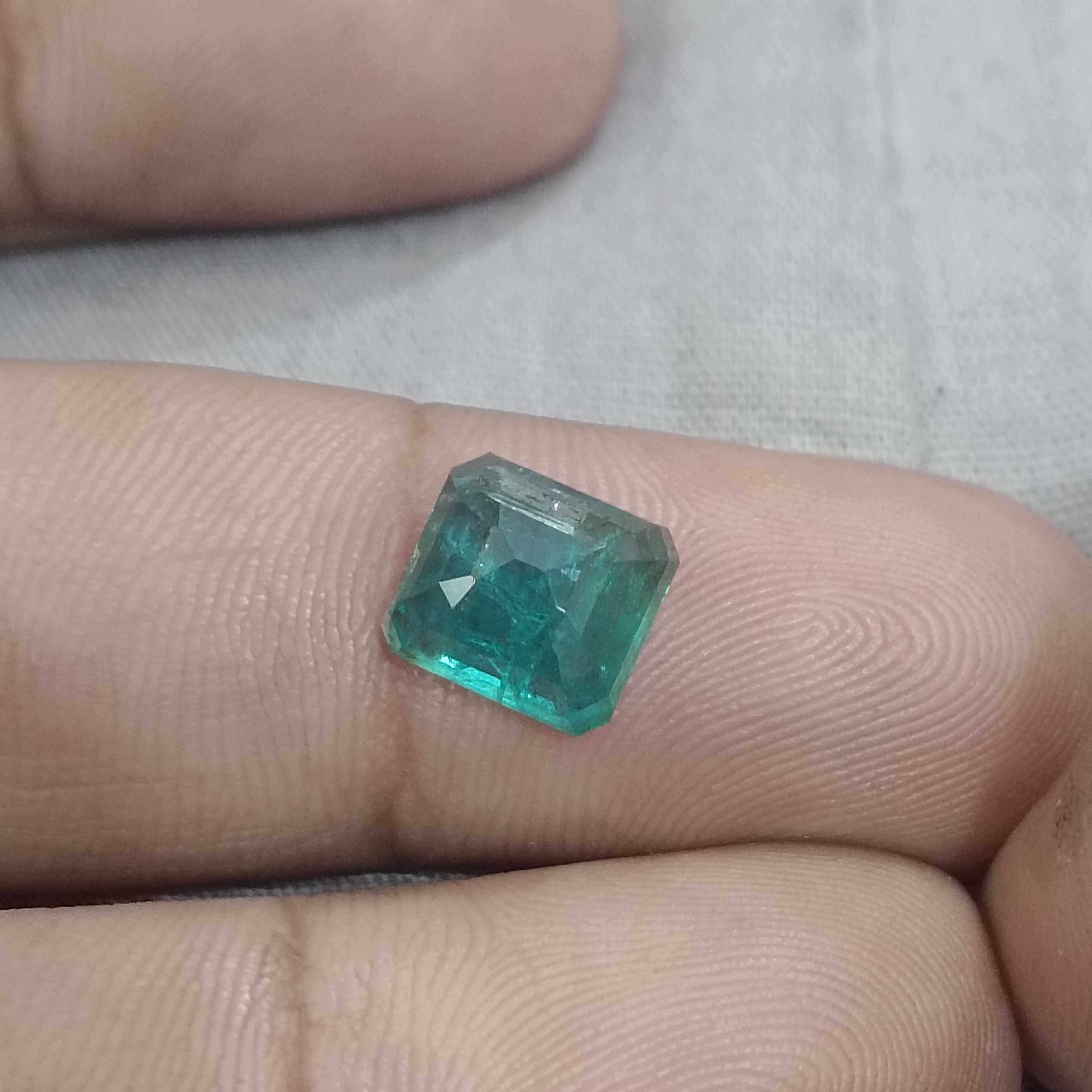 3.42ct certified bright intense green with bluish tint octagon cut emerald gem 