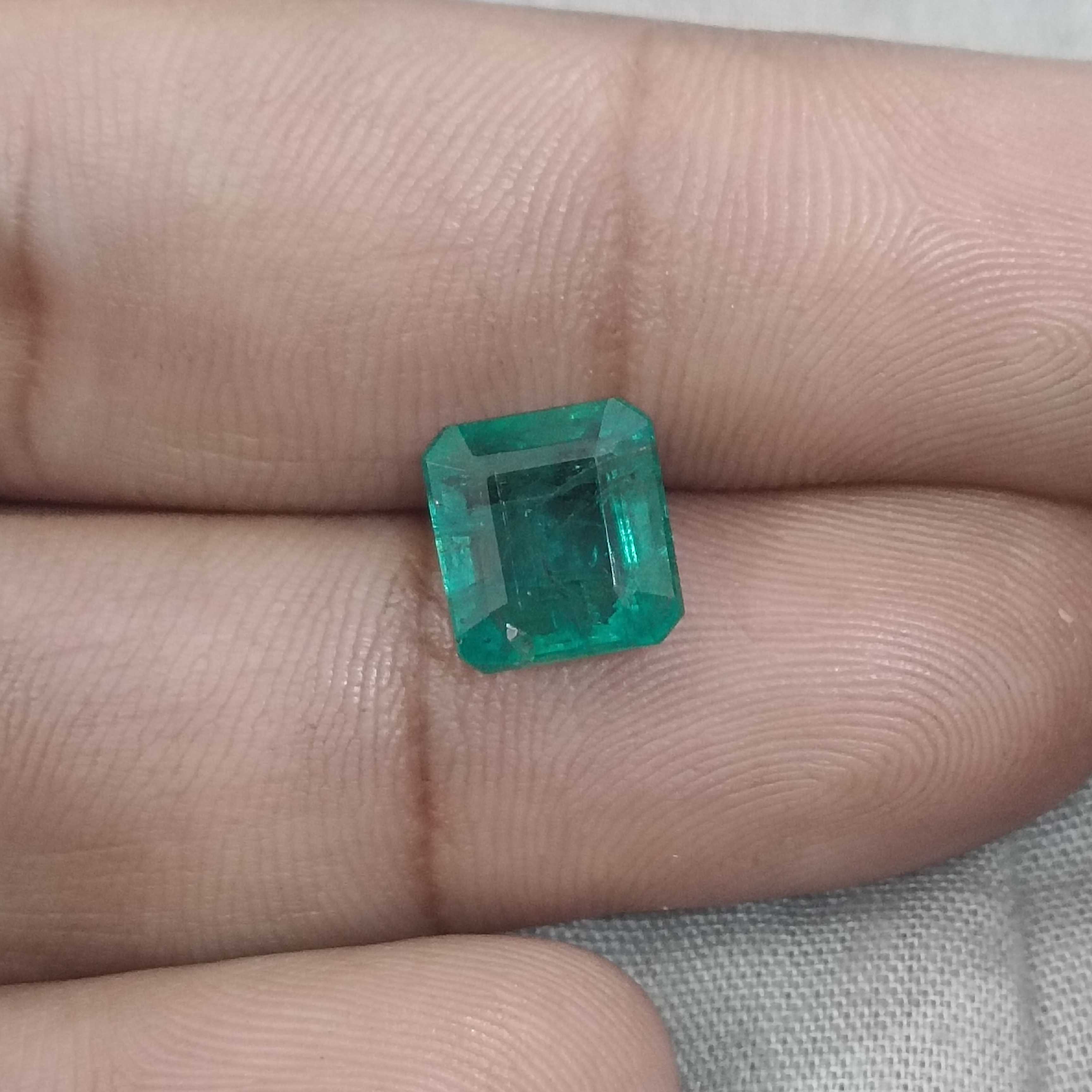 3.42ct certified bright intense green with bluish tint octagon cut emerald gem 