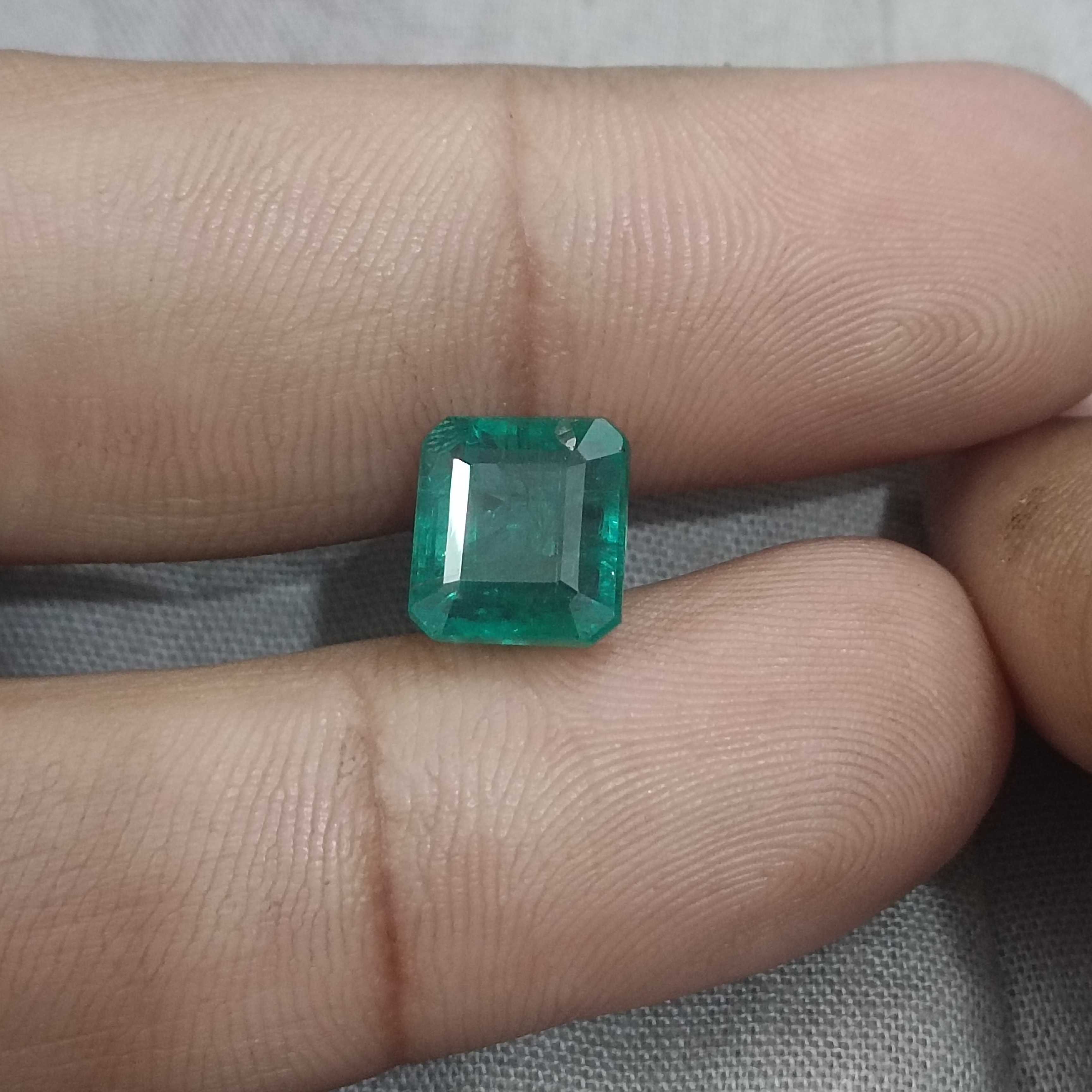 3.42ct certified bright intense green with bluish tint octagon cut emerald gem 