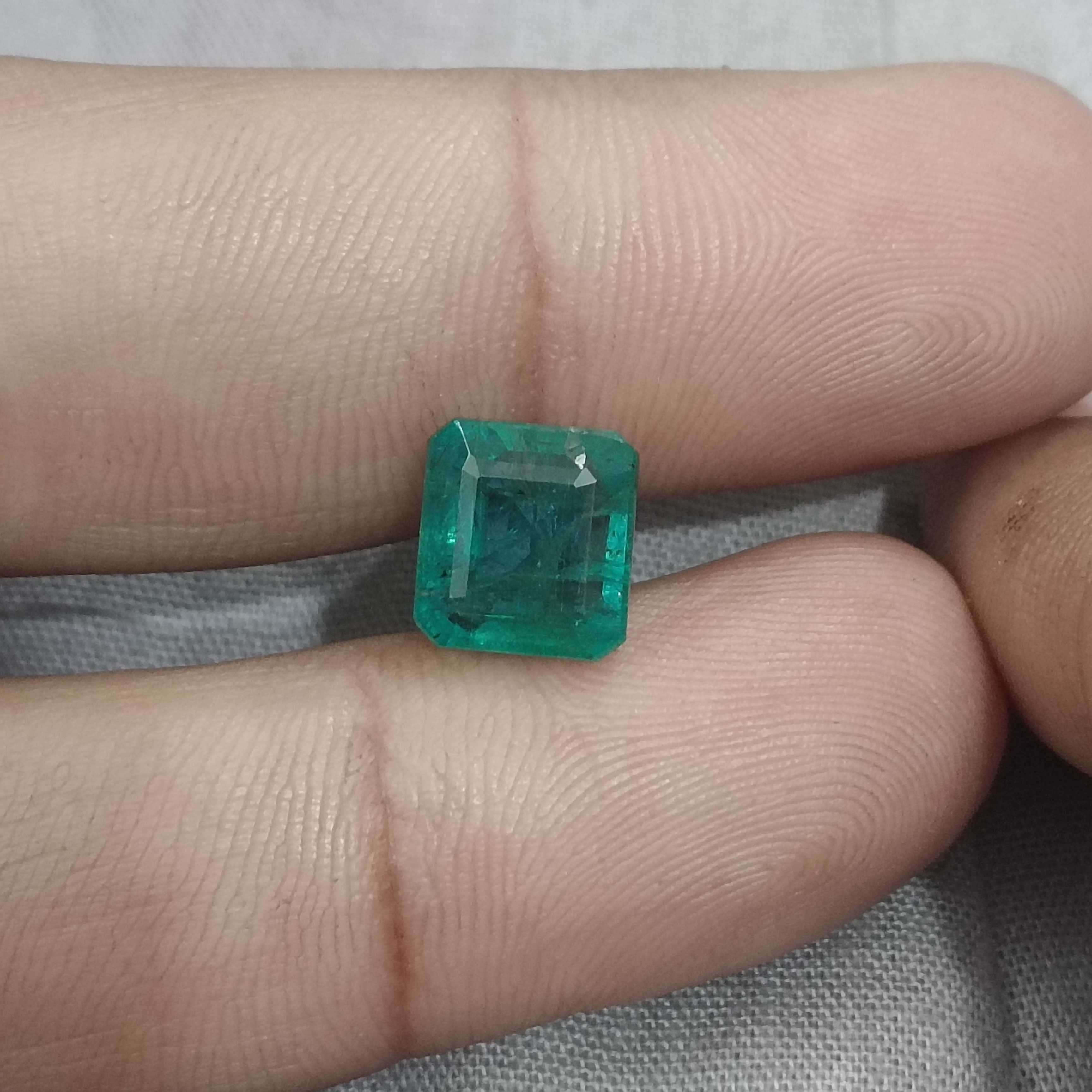 3.42ct certified bright intense green with bluish tint octagon cut emerald gem 