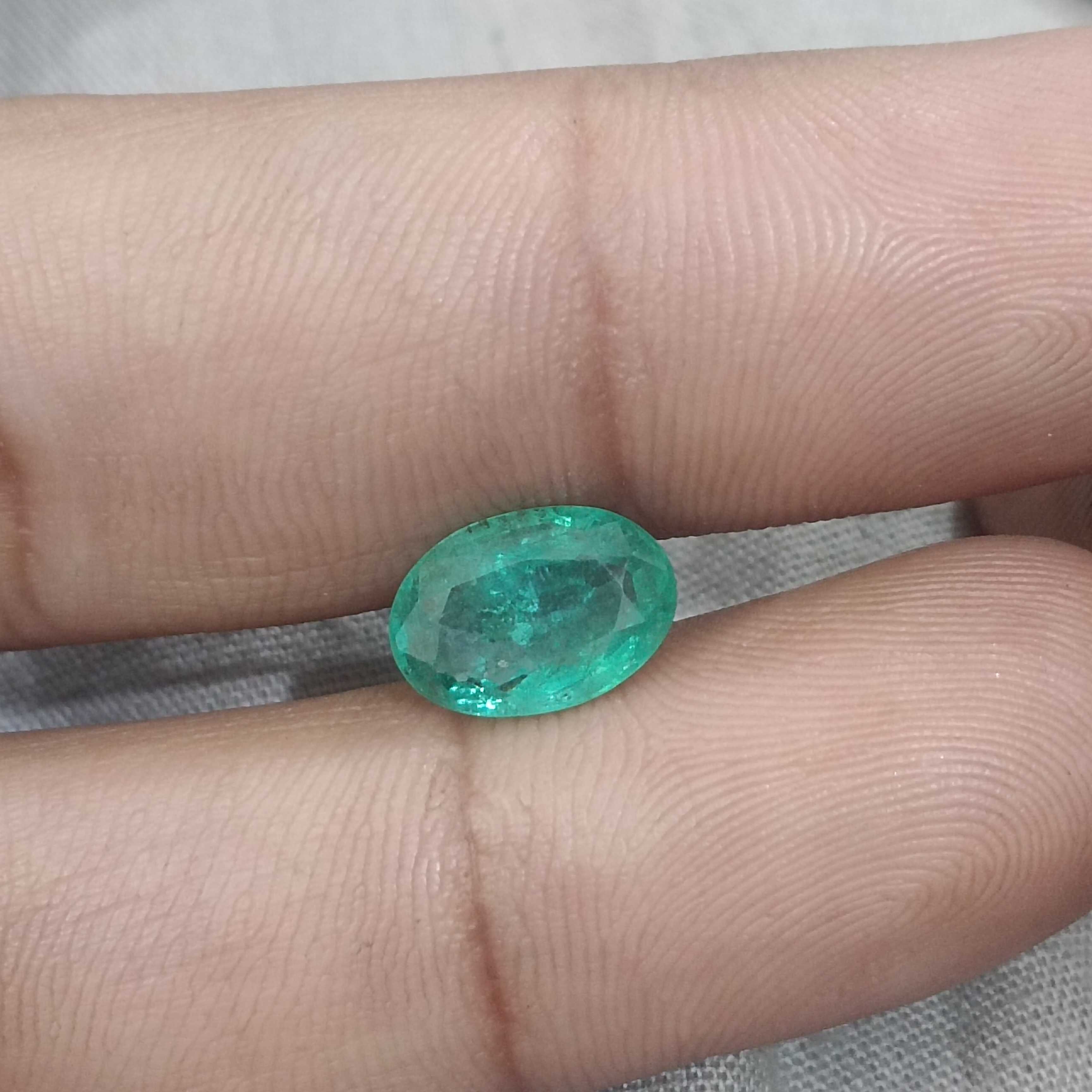 2.40ct GSI certified sea green oval cut Zambian emerald gem