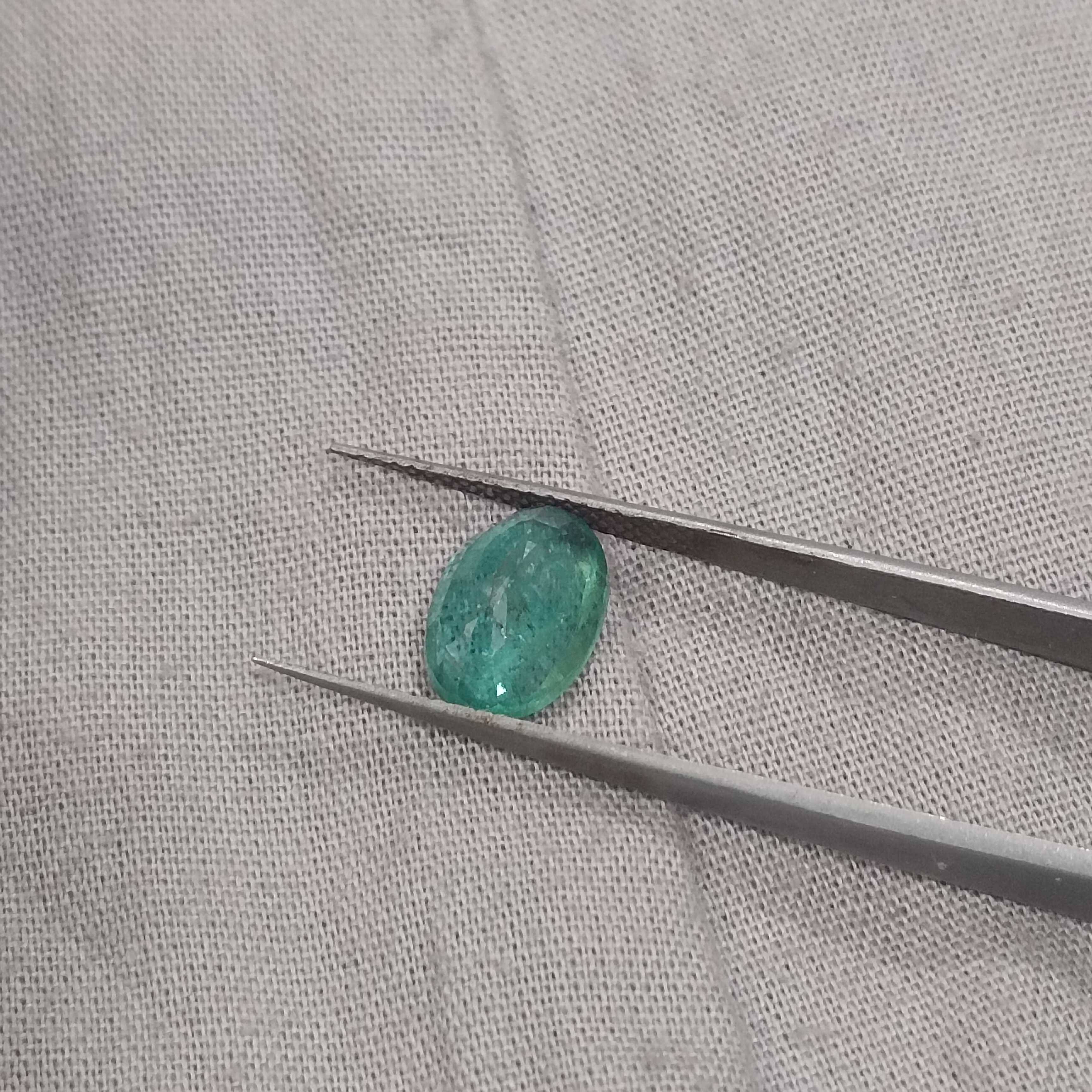 2.40ct GSI certified sea green oval cut Zambian emerald gem