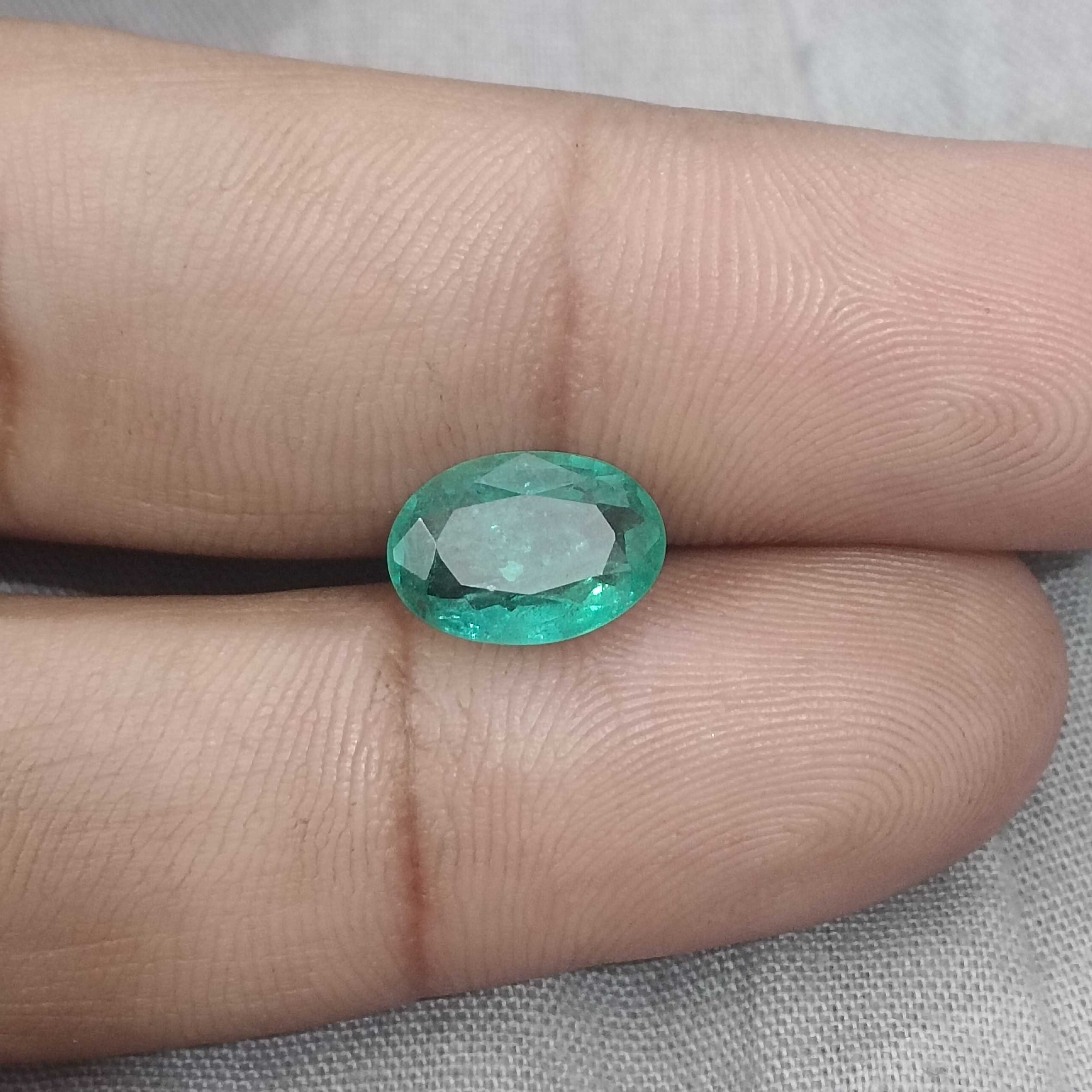 2.40ct GSI certified sea green oval cut Zambian emerald gem