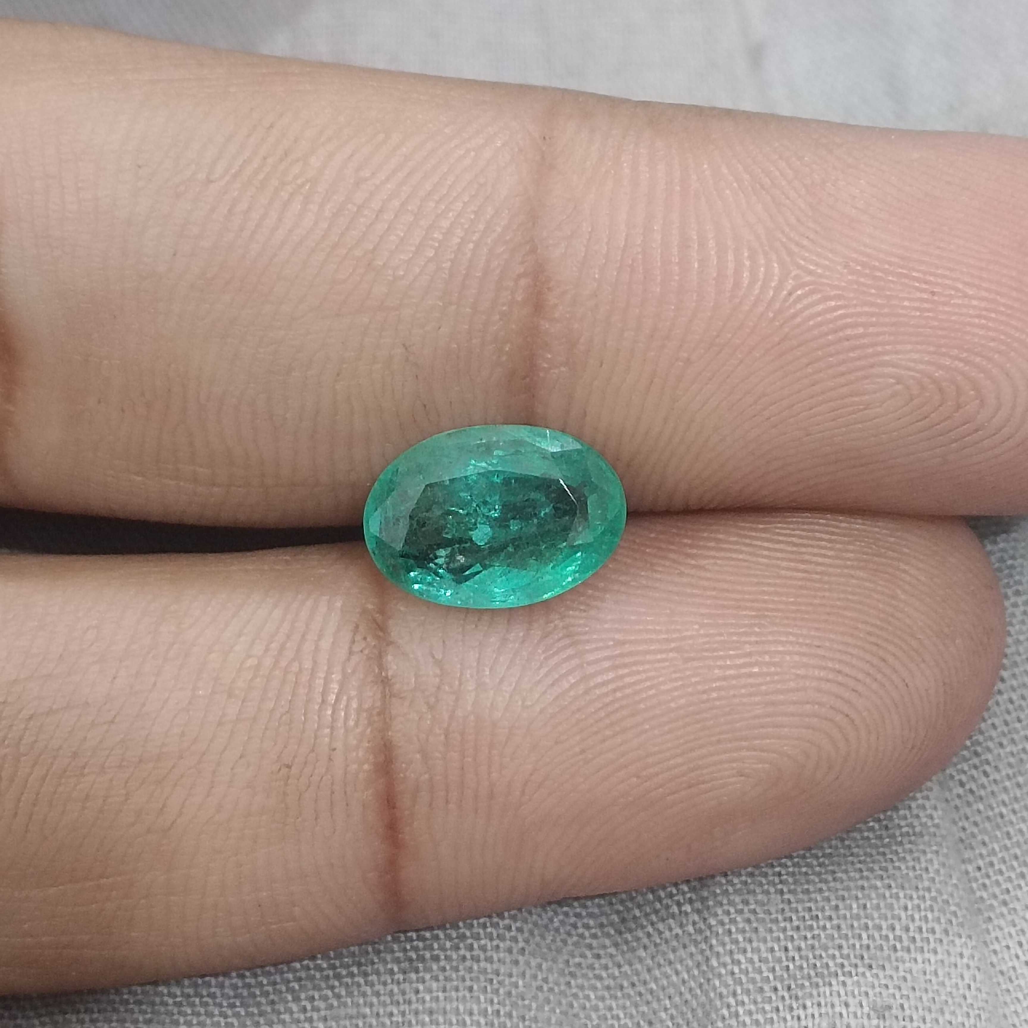 2.40ct GSI certified sea green oval cut Zambian emerald gem