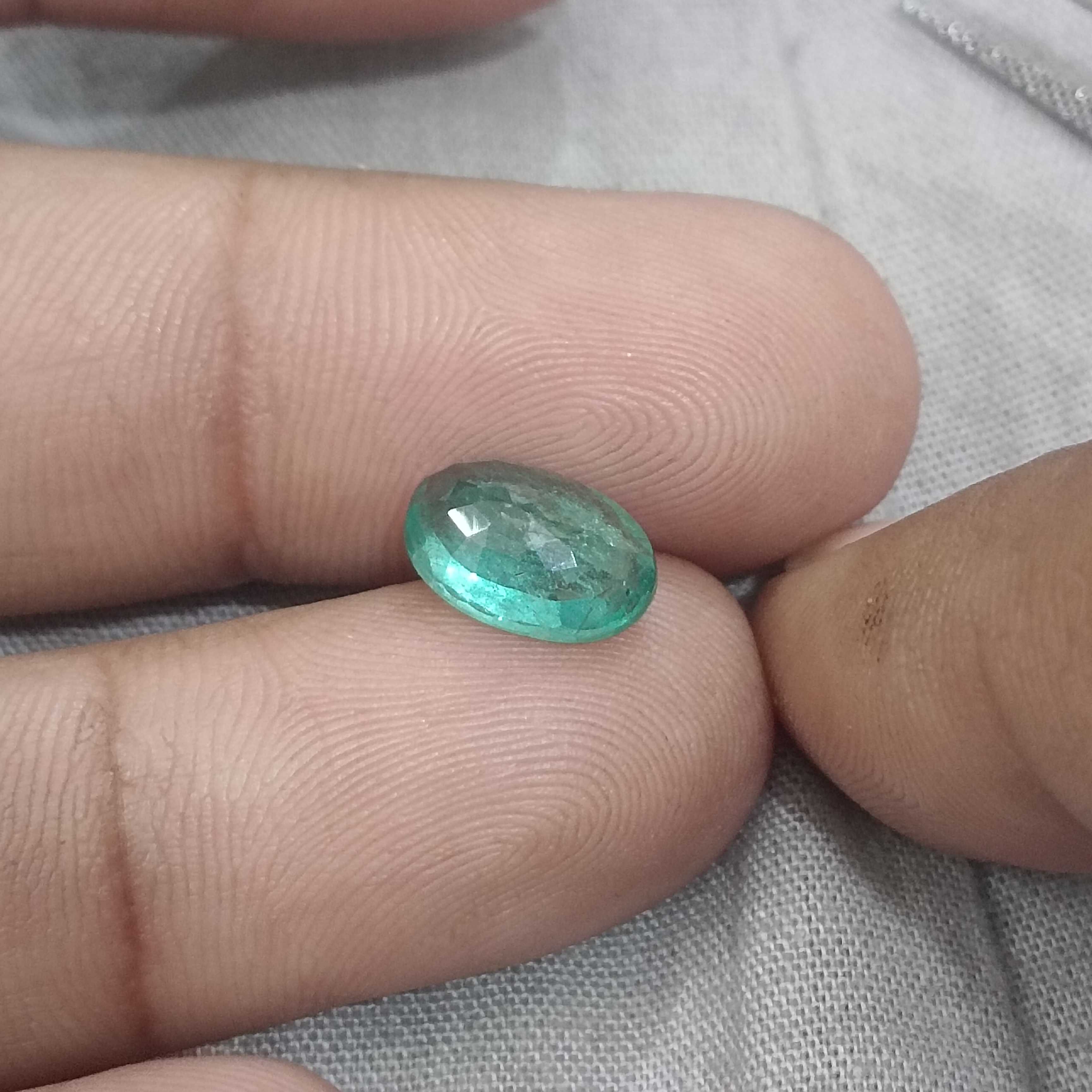 2.40ct GSI certified sea green oval cut Zambian emerald gem