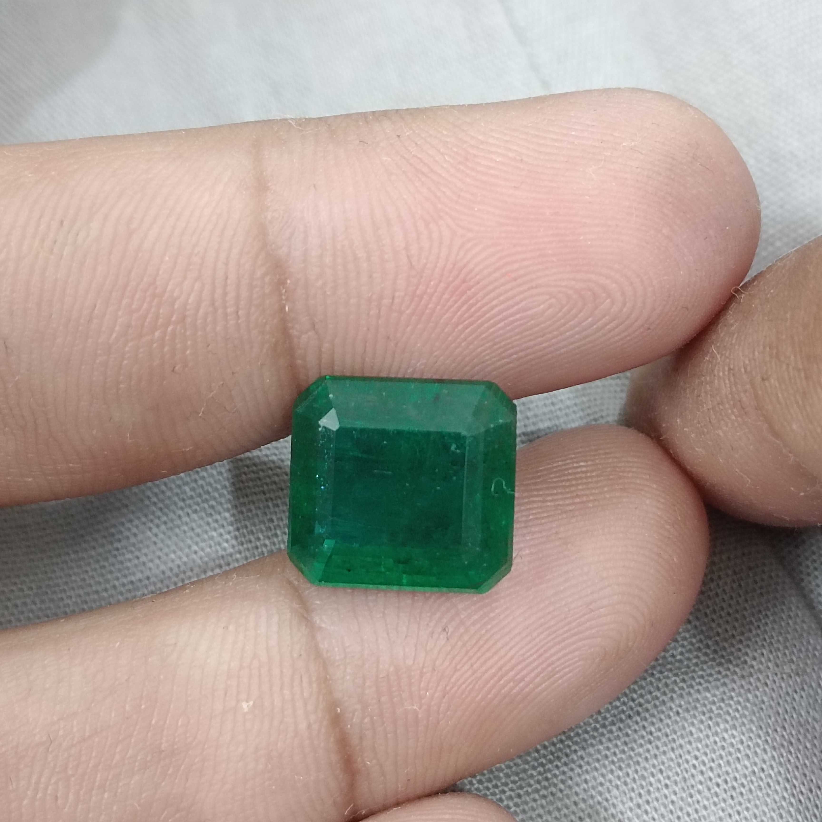 8.89ct vivid green octagon cut Zambian emerald gem