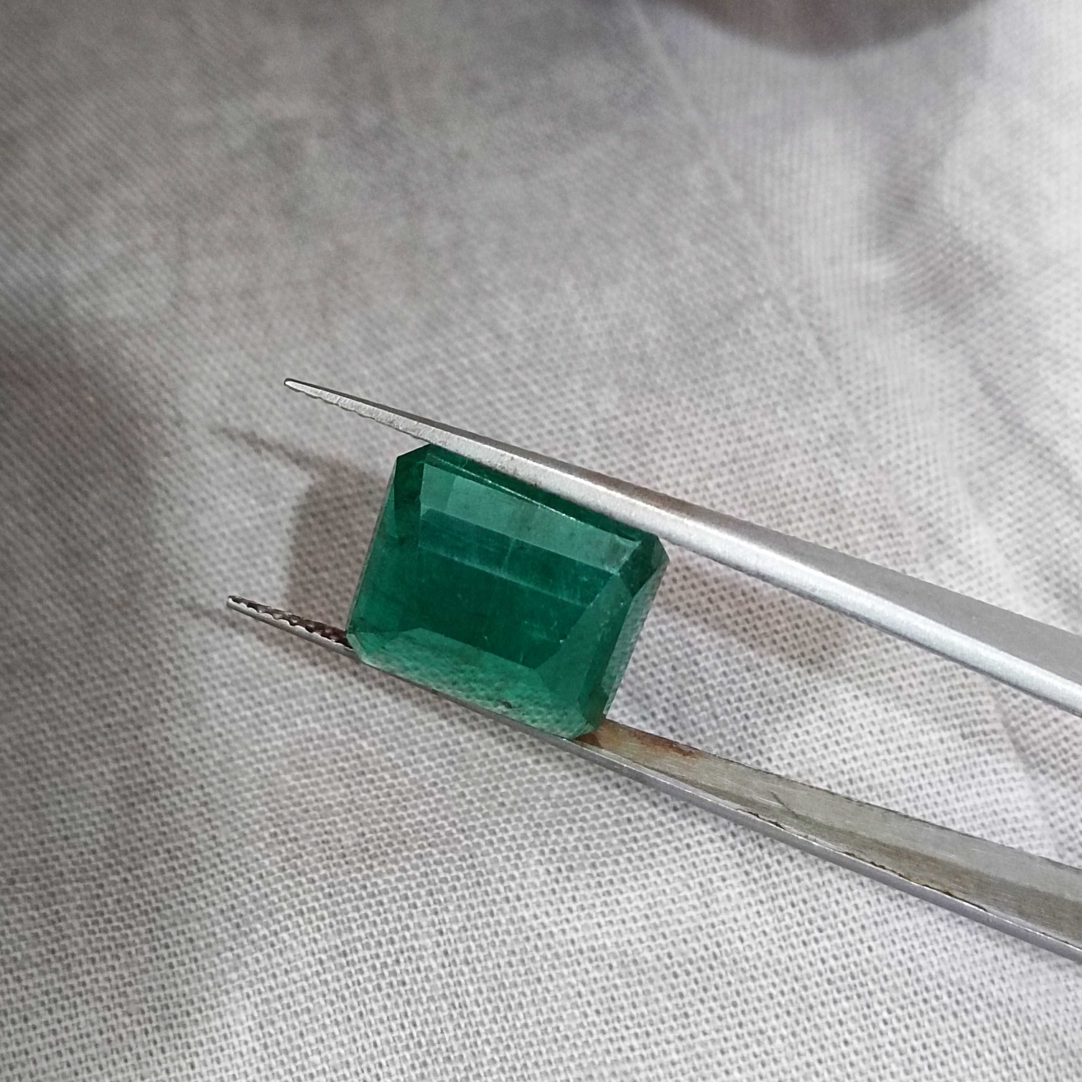 8.89ct vivid green octagon cut Zambian emerald gem