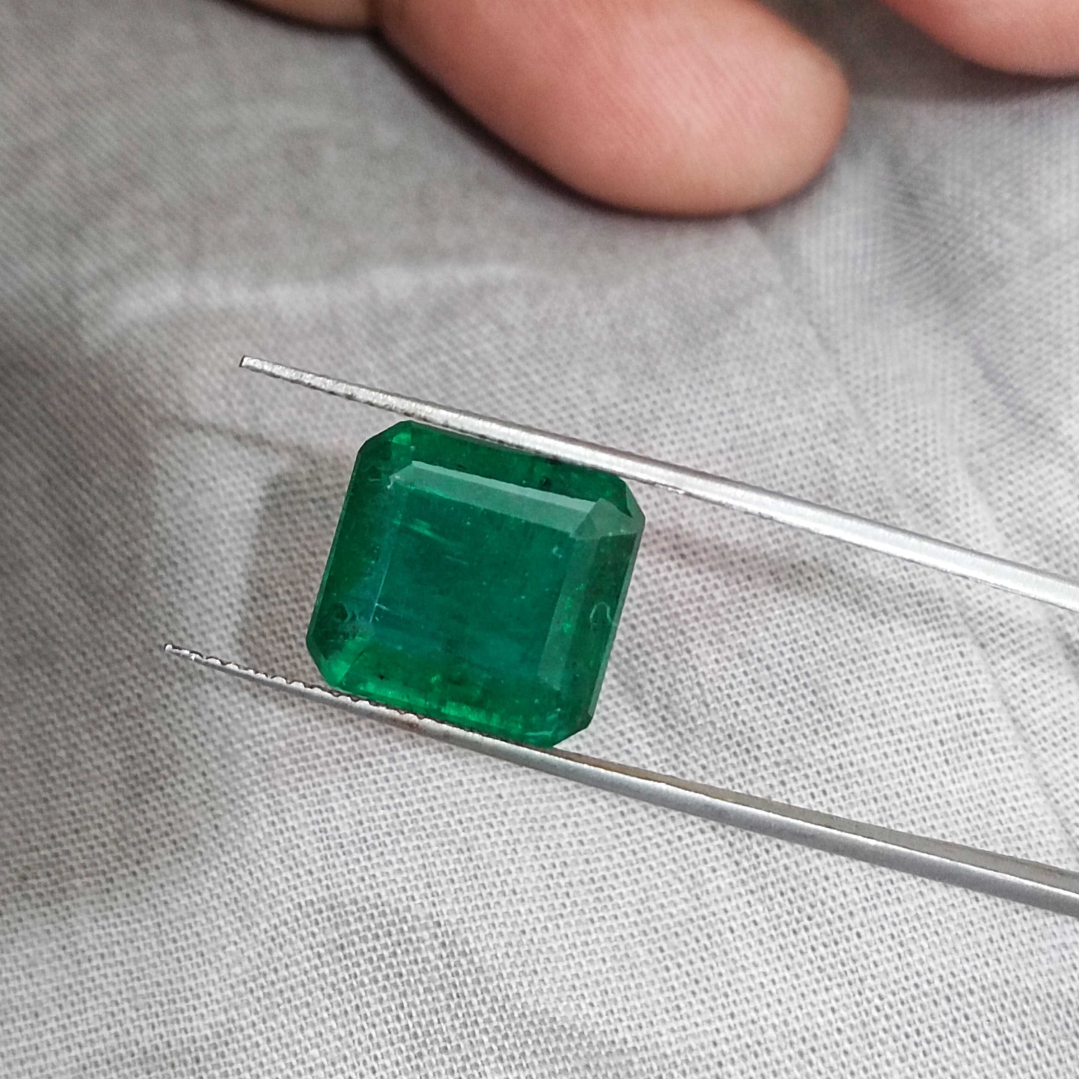 8.89ct vivid green octagon cut Zambian emerald gem