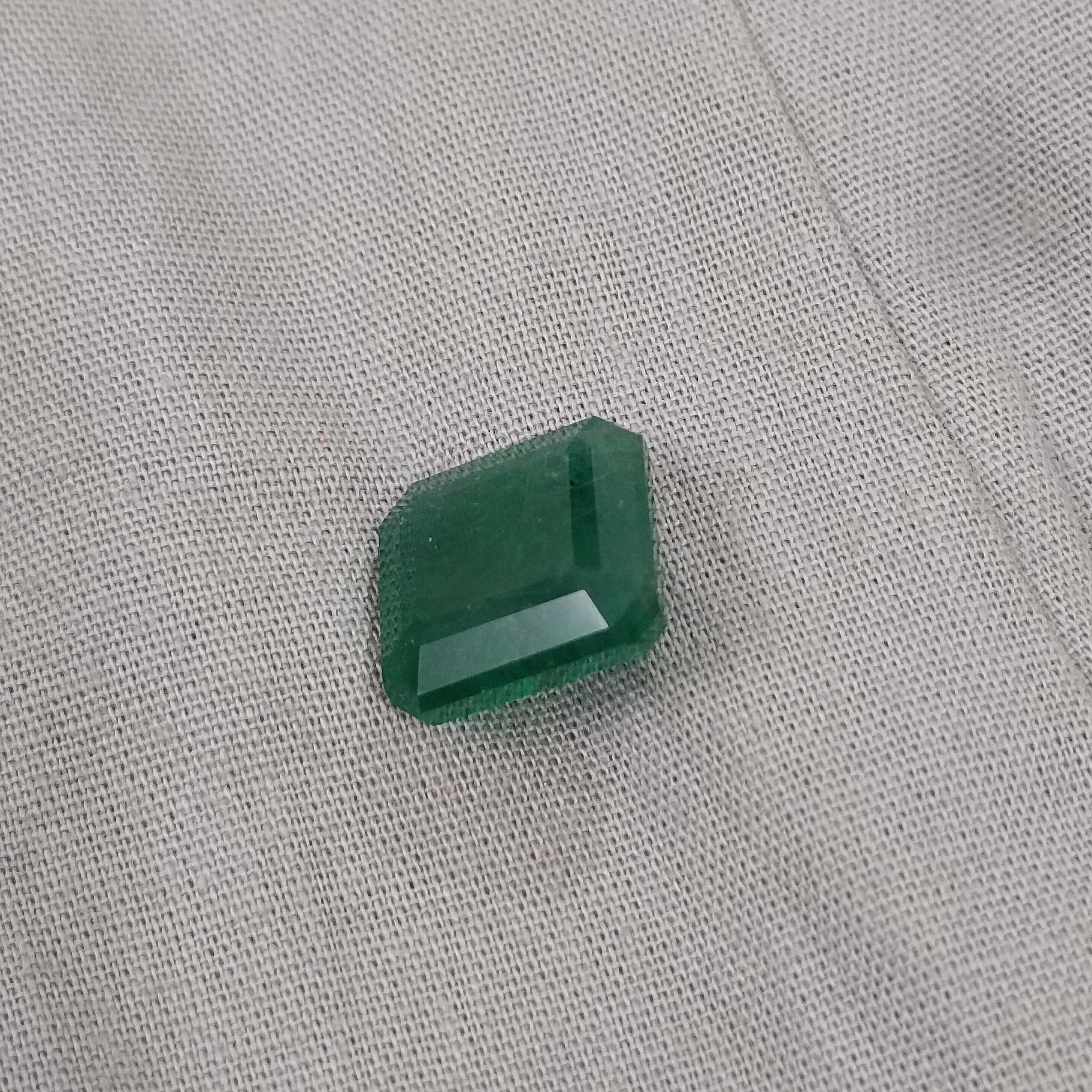 8.89ct vivid green octagon cut Zambian emerald gem