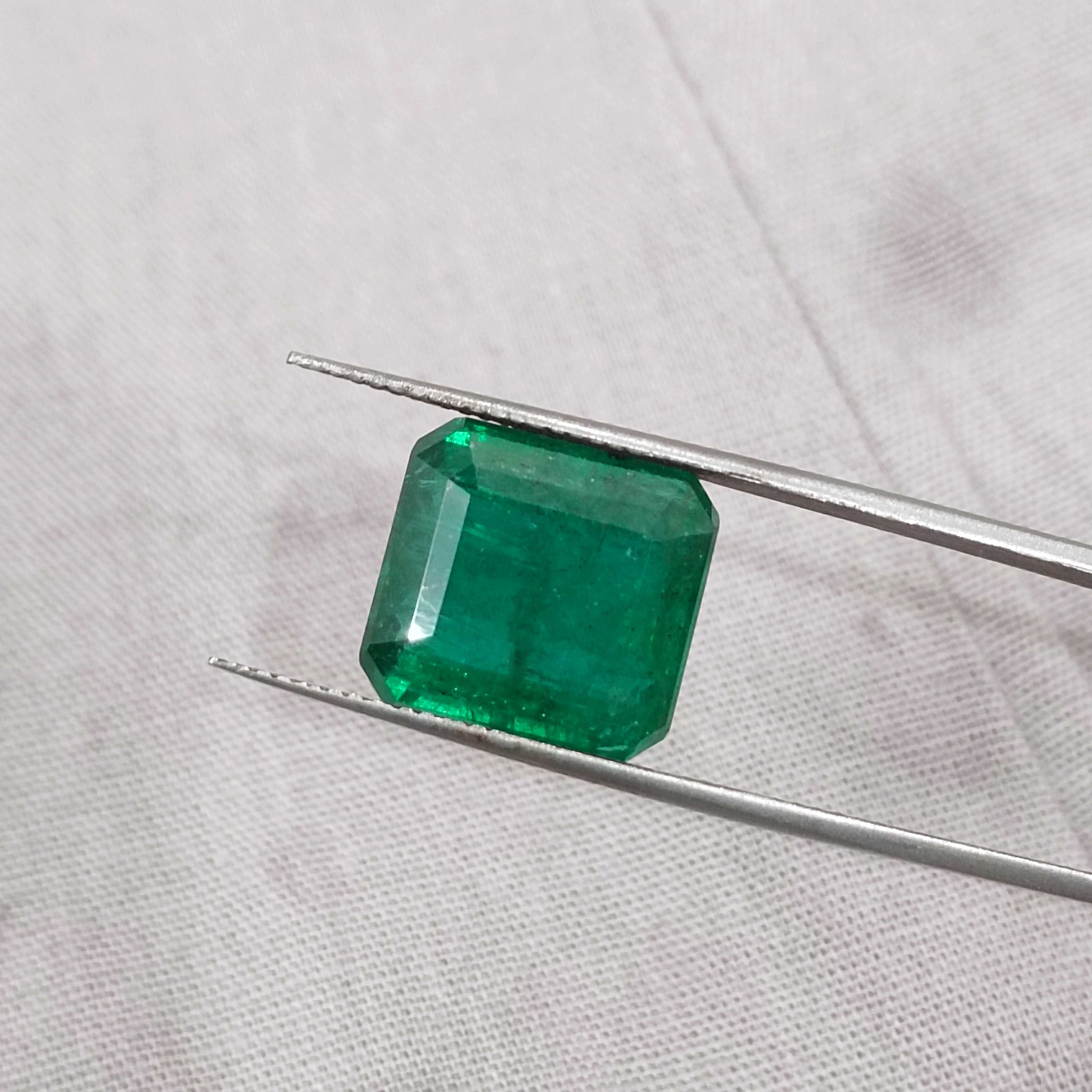 8.89ct vivid green octagon cut Zambian emerald gem