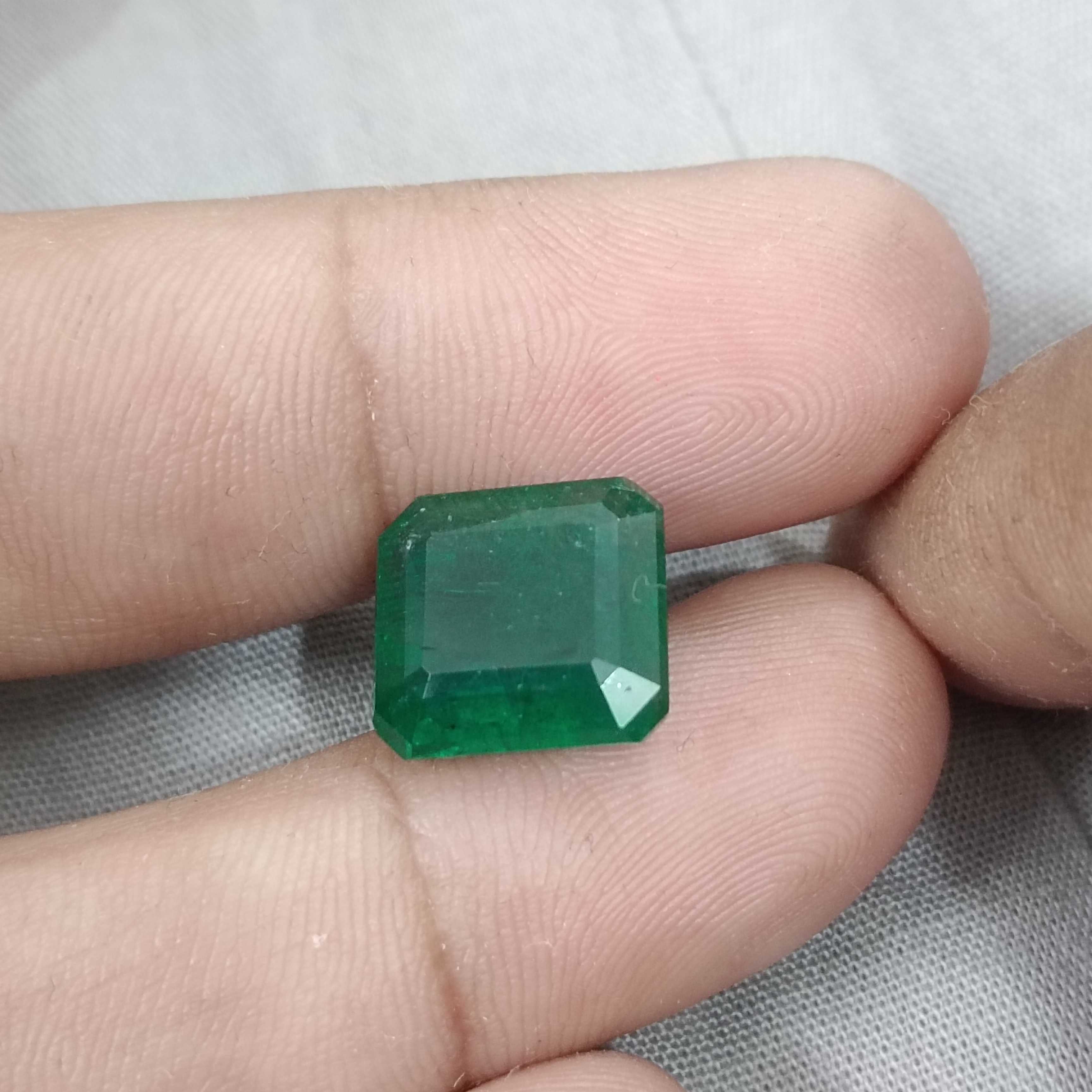 8.89ct vivid green octagon cut Zambian emerald gem