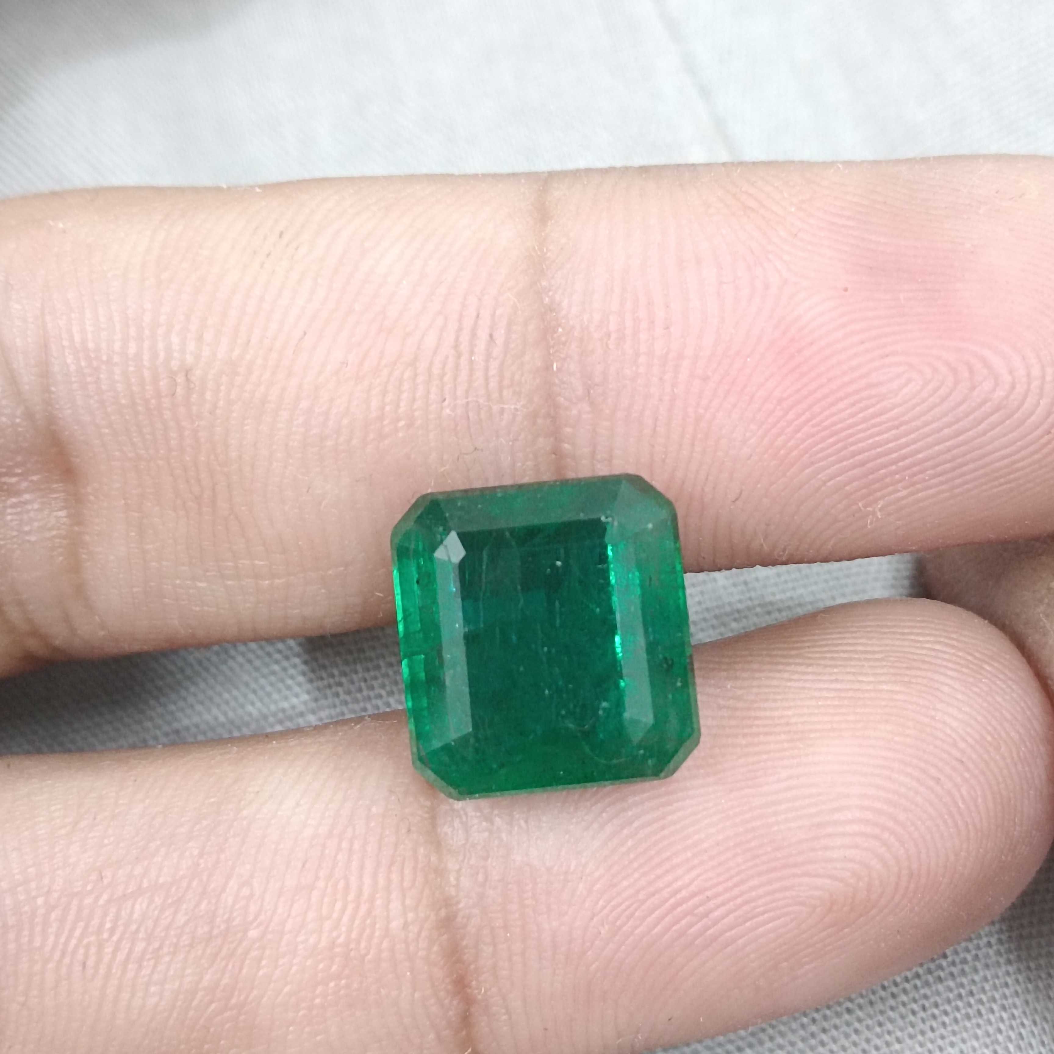 8.89ct vivid green octagon cut Zambian emerald gem