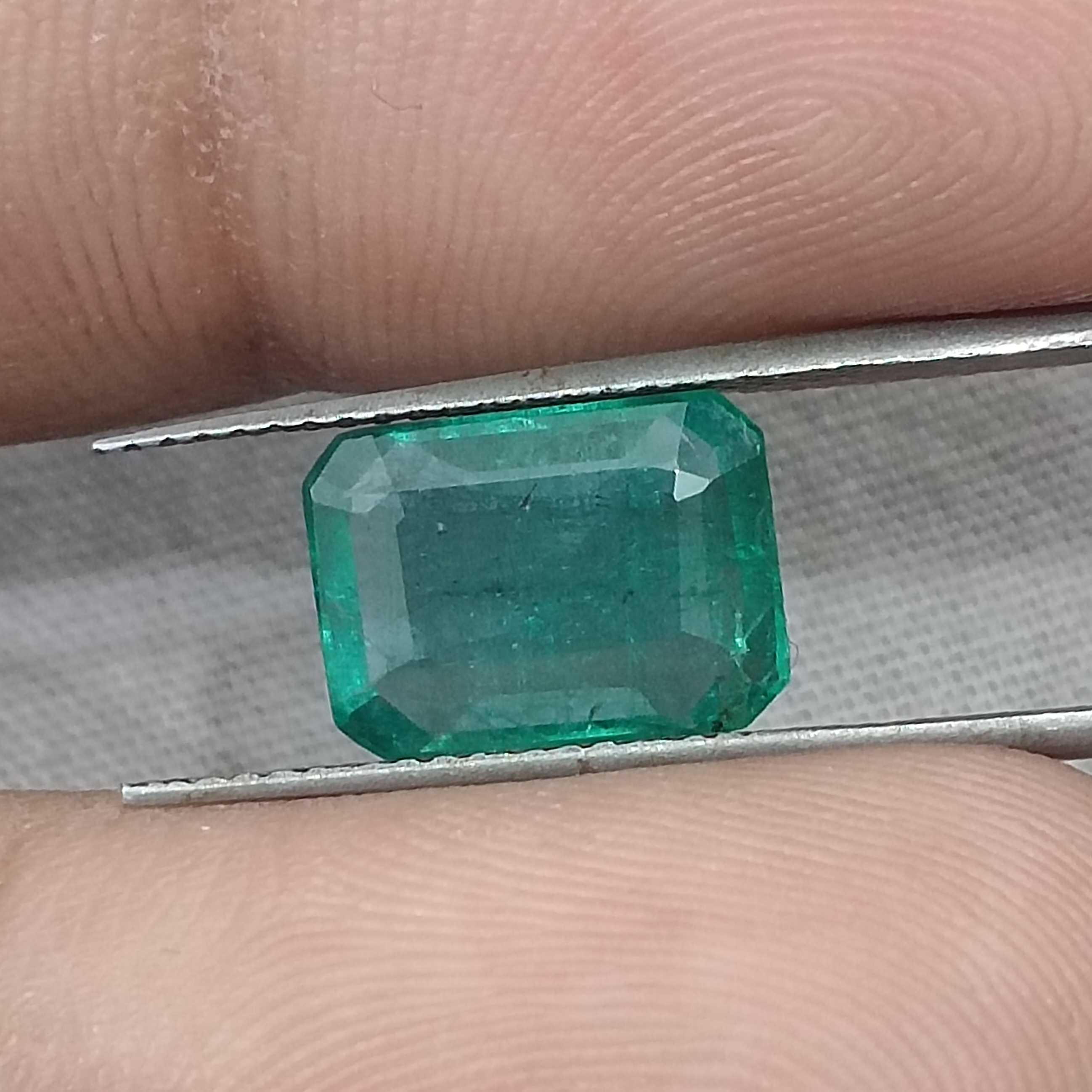 3.14ct GSI certified pine green octagon cut Zambian emerald gem /