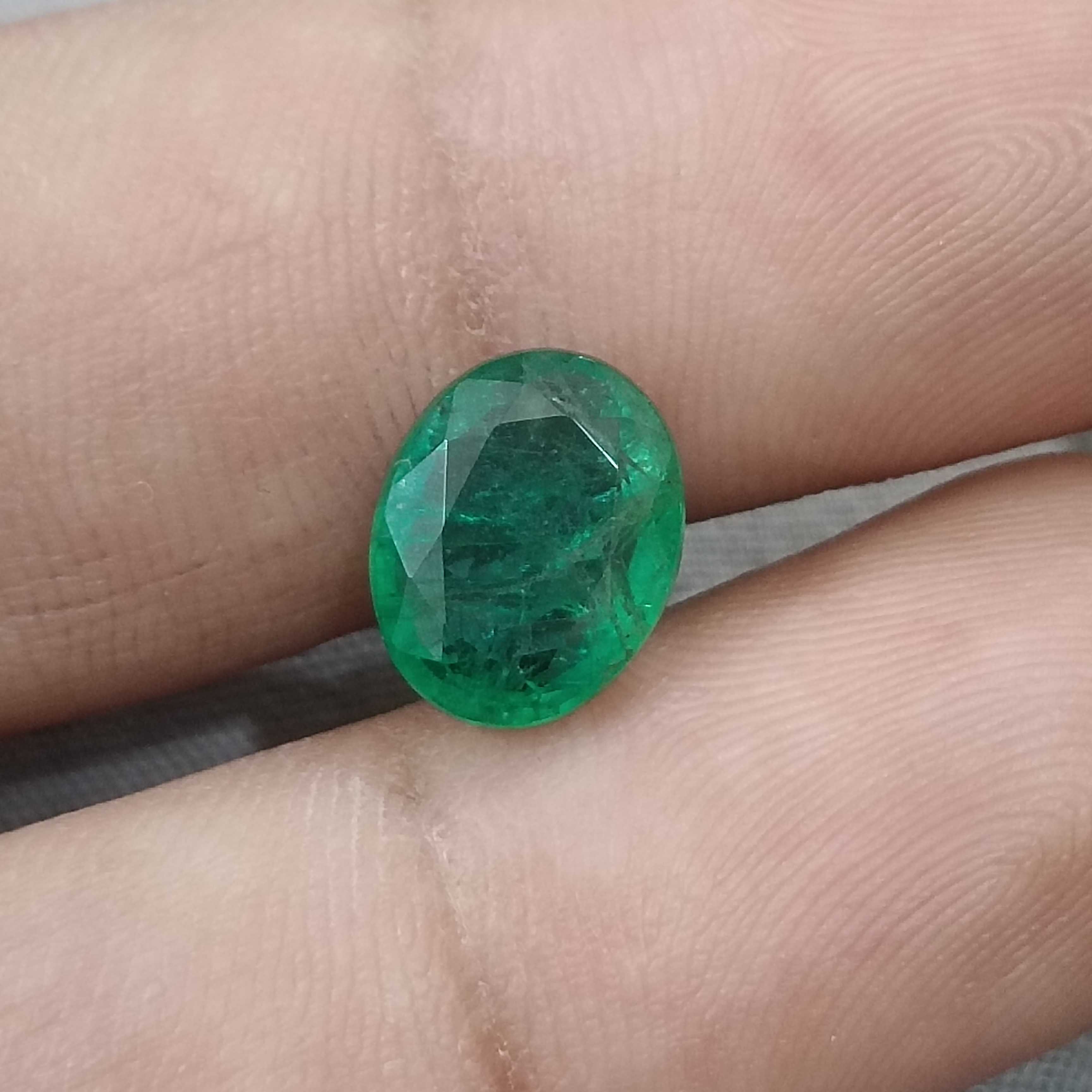 3.19ct GSI (USA) deep green oval shape Zambian emerald gemstone 