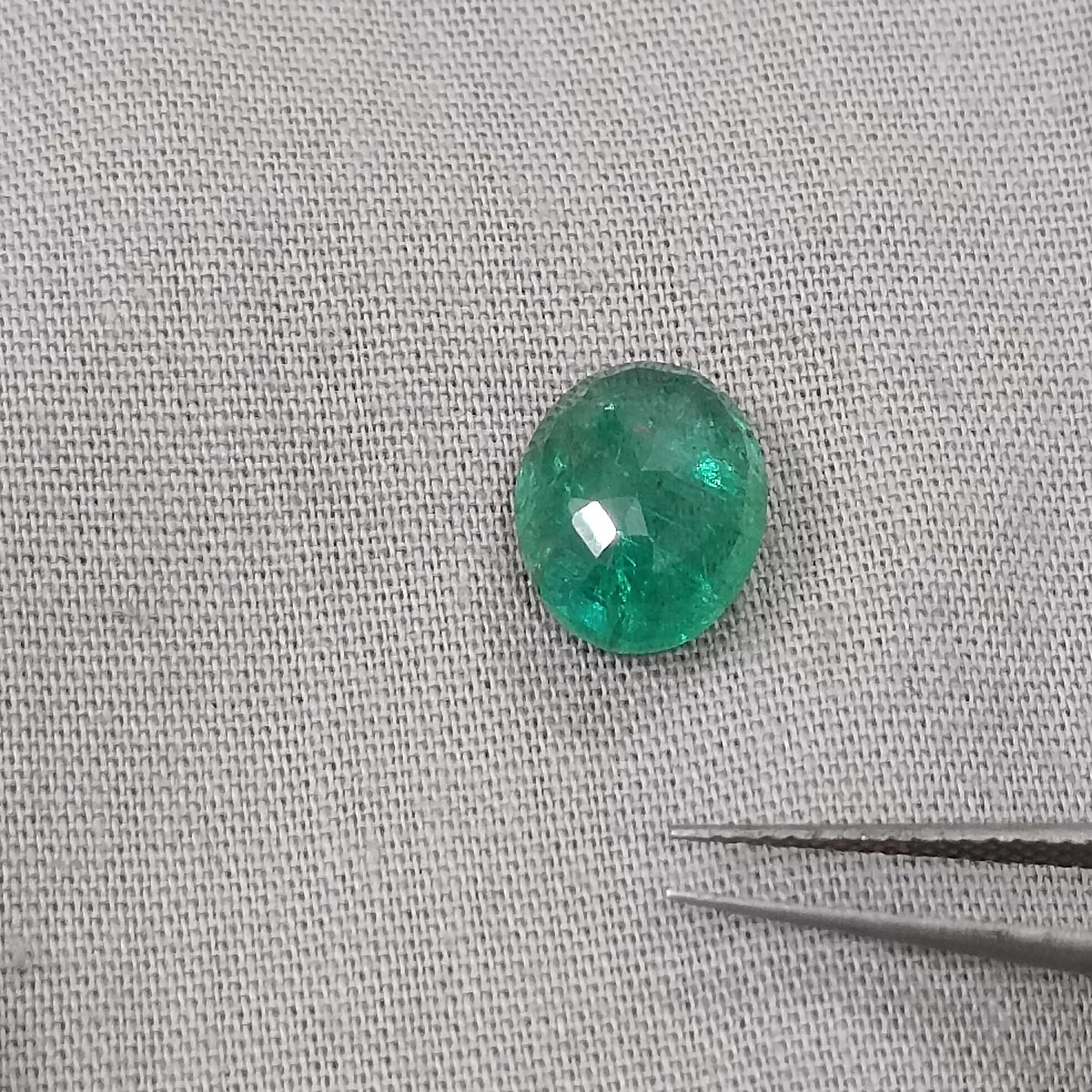 3.19ct GSI (USA) deep green oval shape Zambian emerald gemstone 