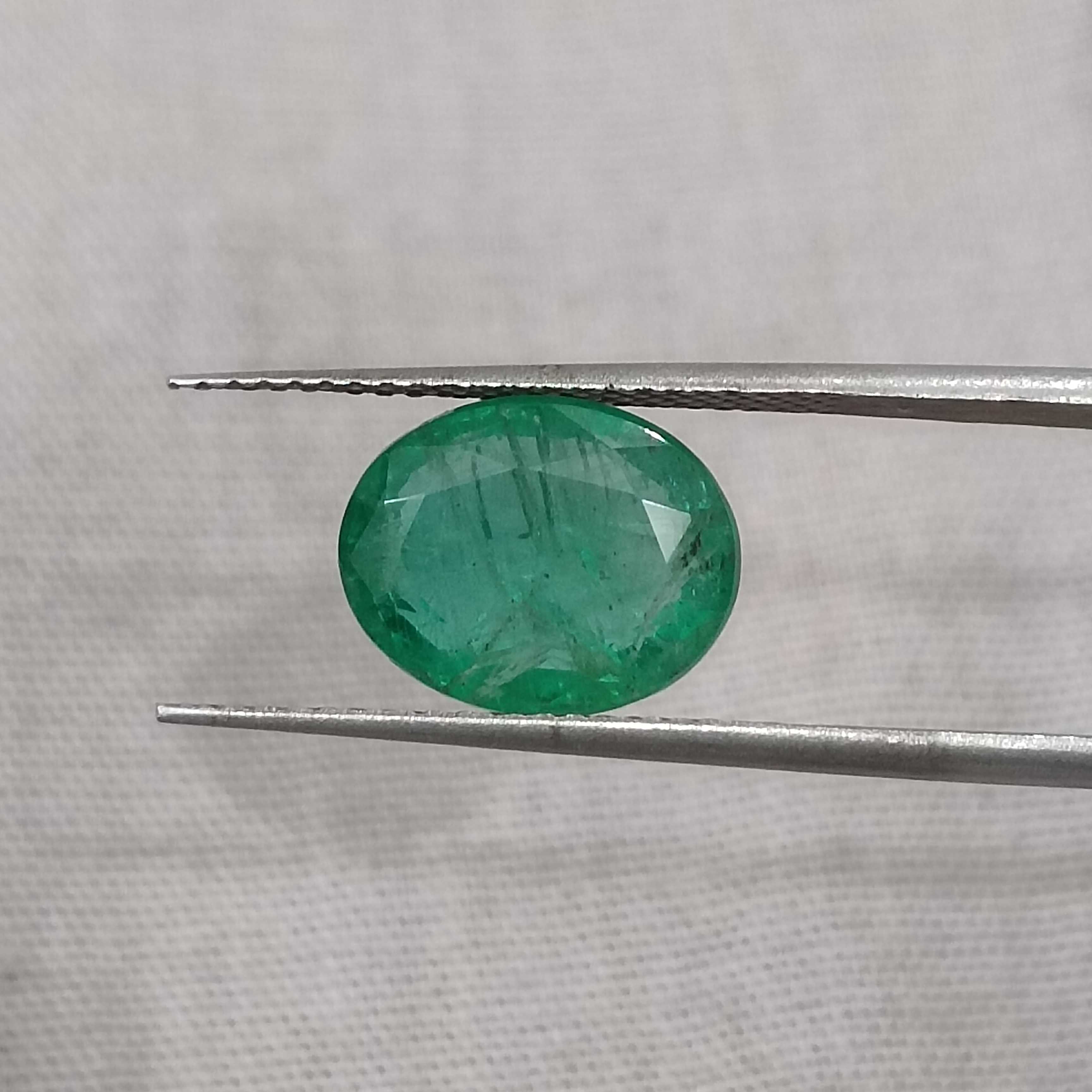 3.19ct GSI (USA) deep green oval shape Zambian emerald gemstone 