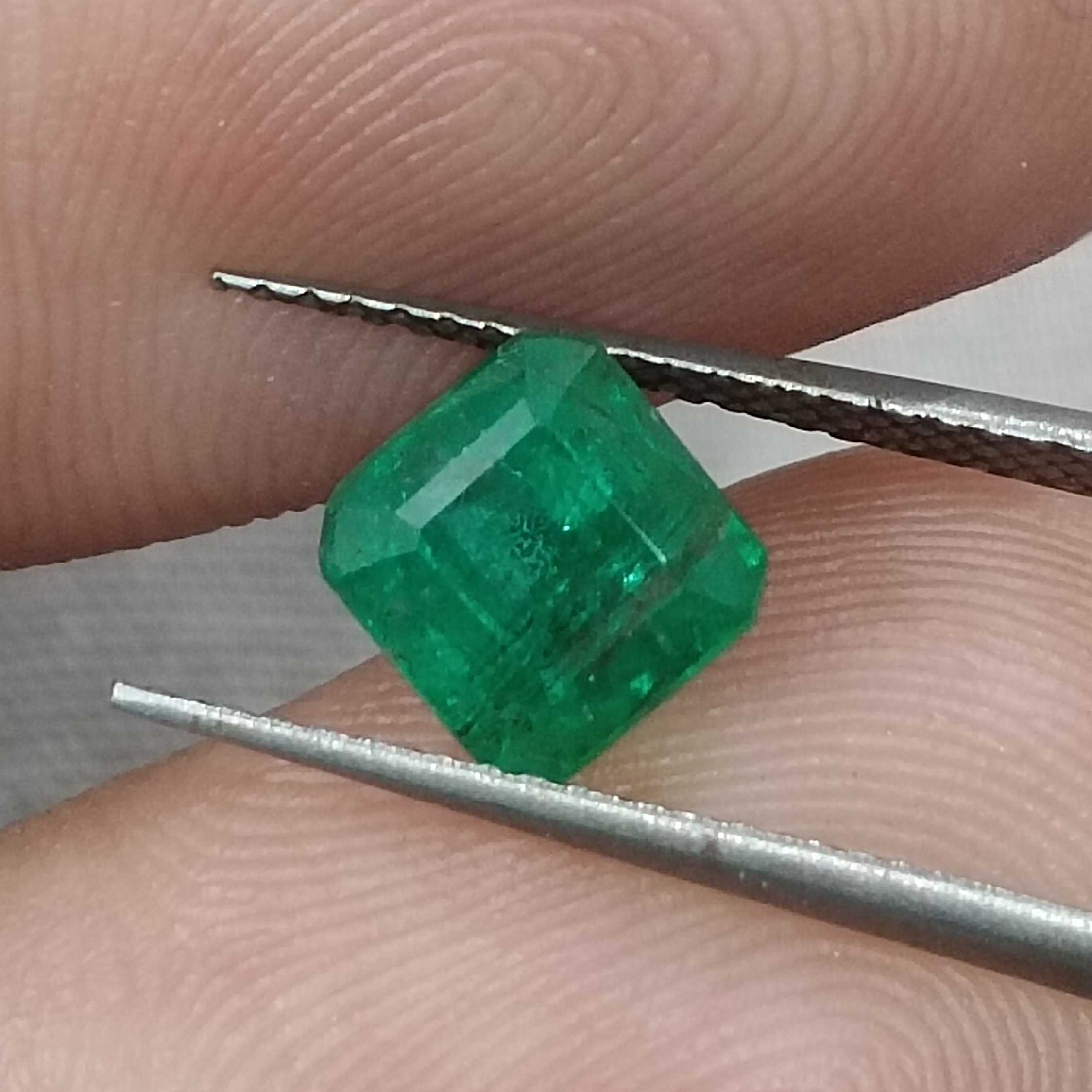 1.61ct GSI certified medium deep green octagon cut Zambian emerald /