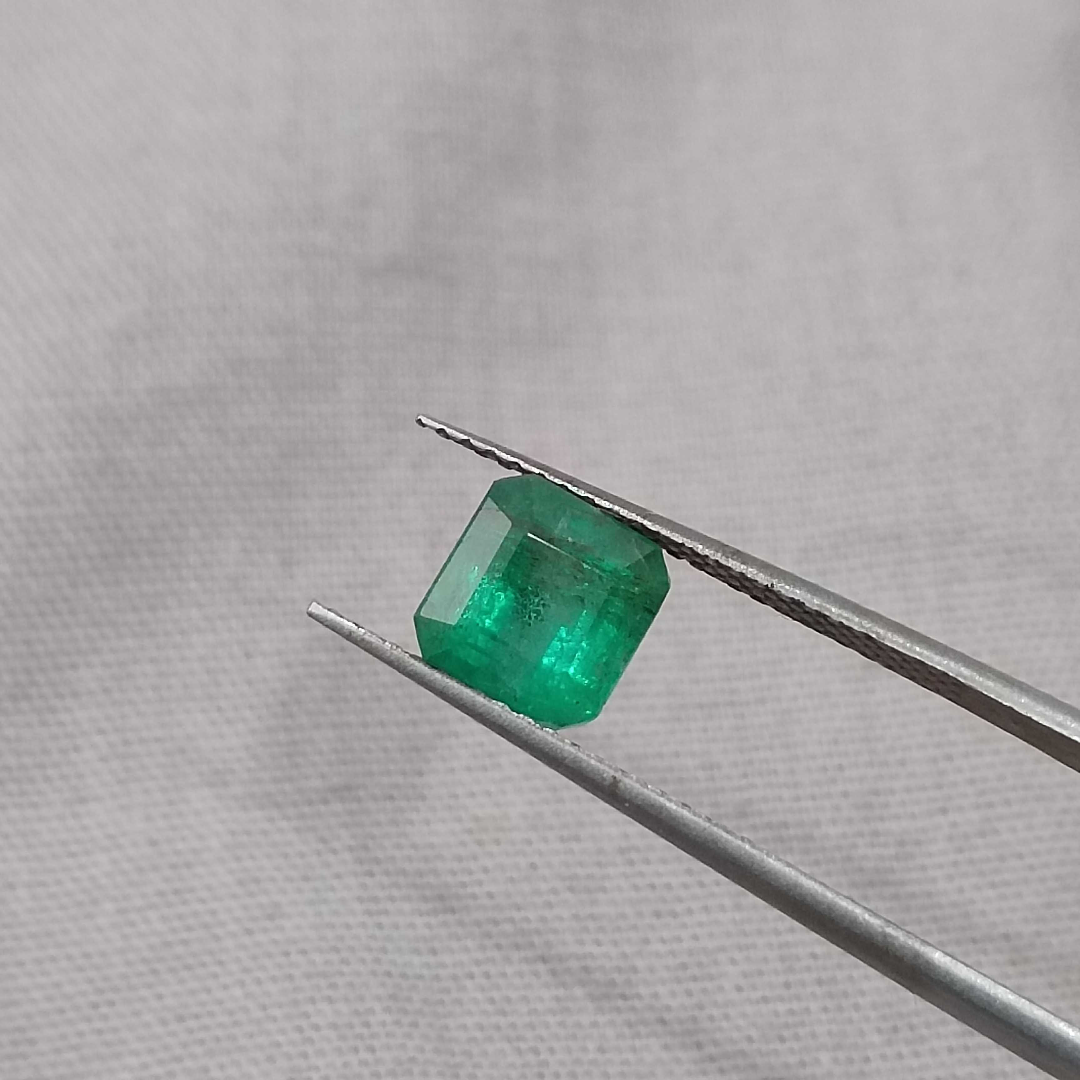 1.61ct GSI certified medium deep green octagon cut Zambian emerald 