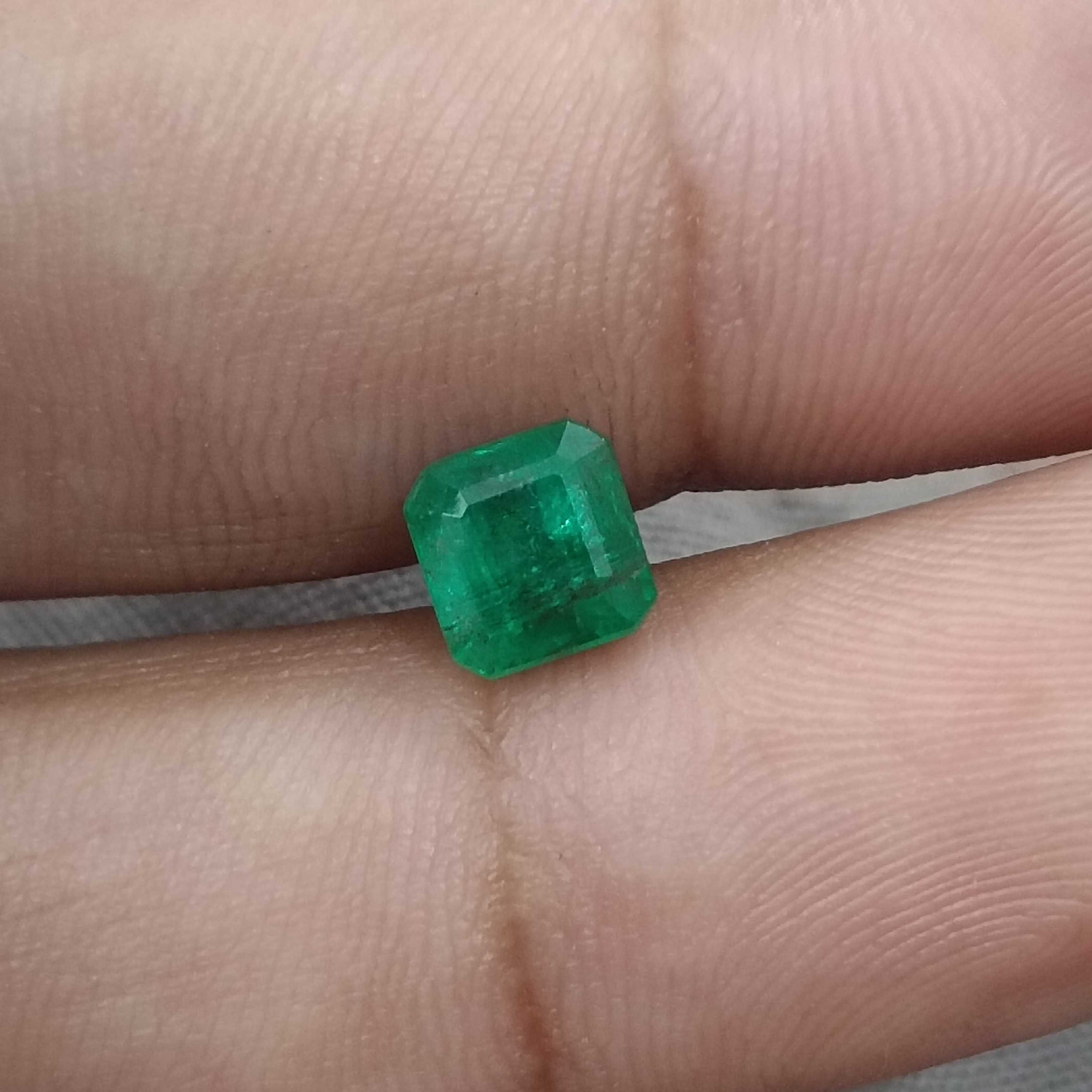 1.61ct GSI certified medium deep green octagon cut Zambian emerald 