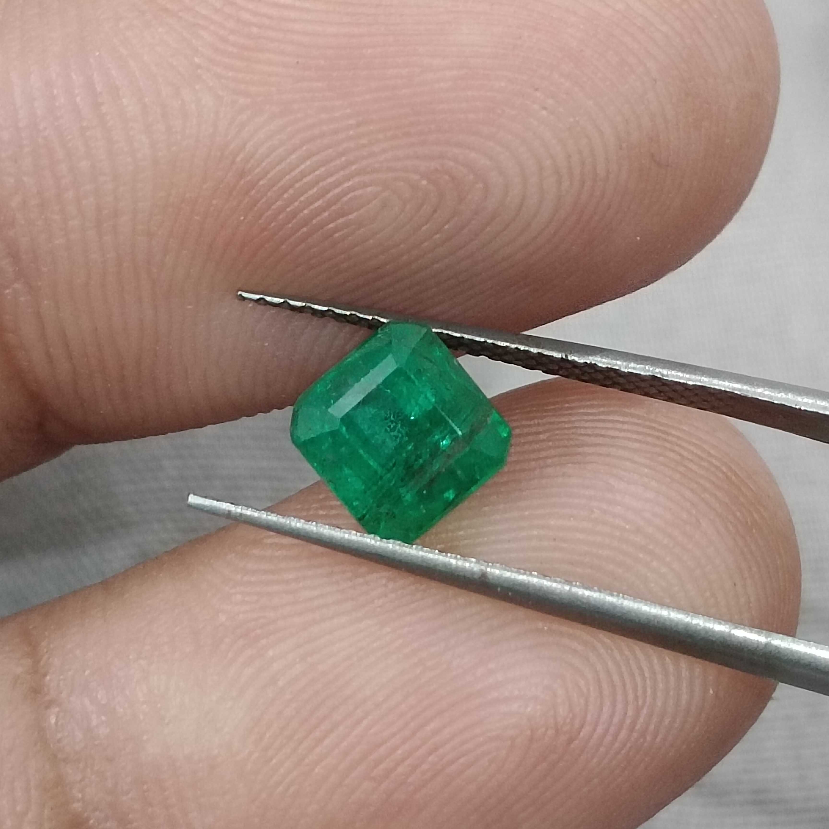 1.61ct GSI certified medium deep green octagon cut Zambian emerald 