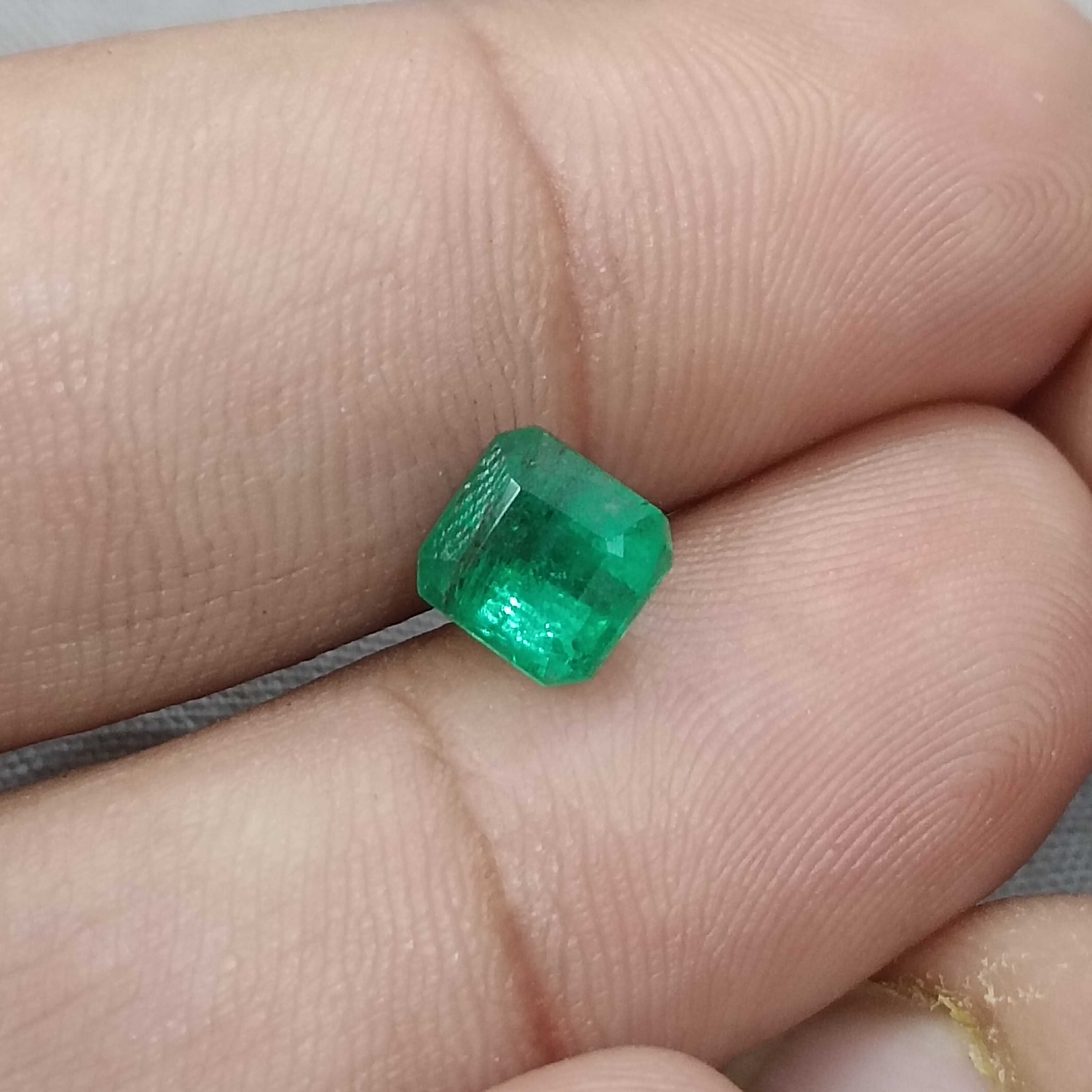 1.61ct GSI certified medium deep green octagon cut Zambian emerald 